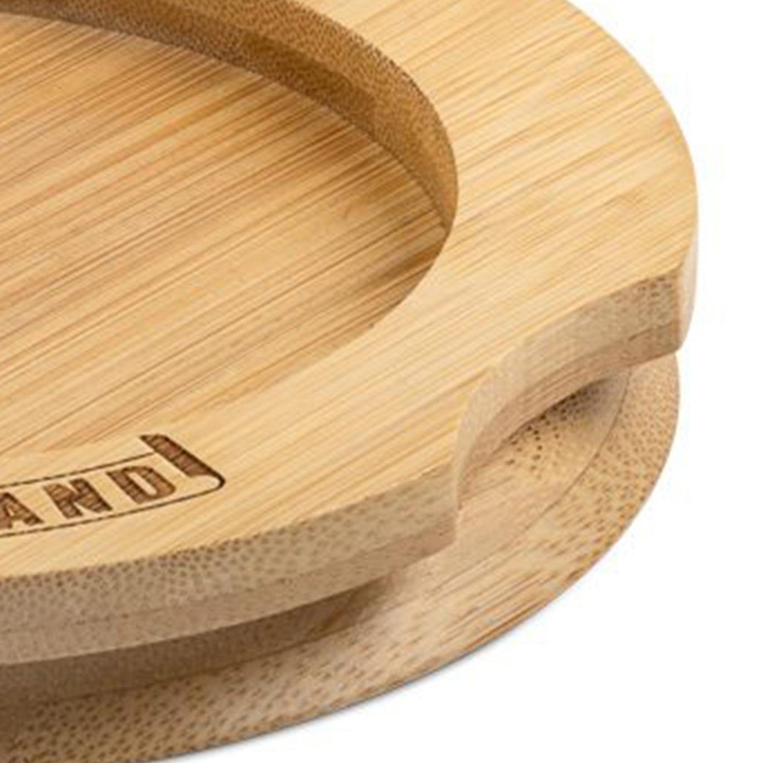 Feuerhand Platzteller Laternenuntersetzer Holz Bambus, Zubehör für Feuerhand Laternen 276, Ø innerer Ring 13,4 cm, Original Feuerhand