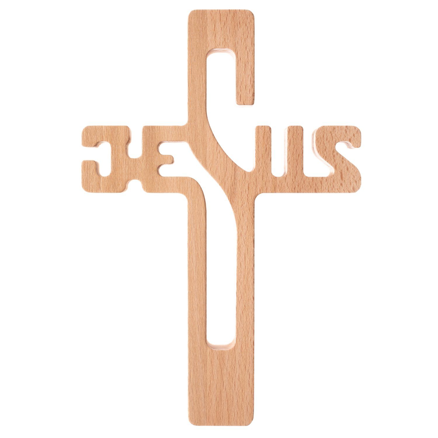 Luda Studio Wanddekoobjekt, Hölzernes hängendes Kreuz 30 cm Aufschrift JESU günstig online kaufen