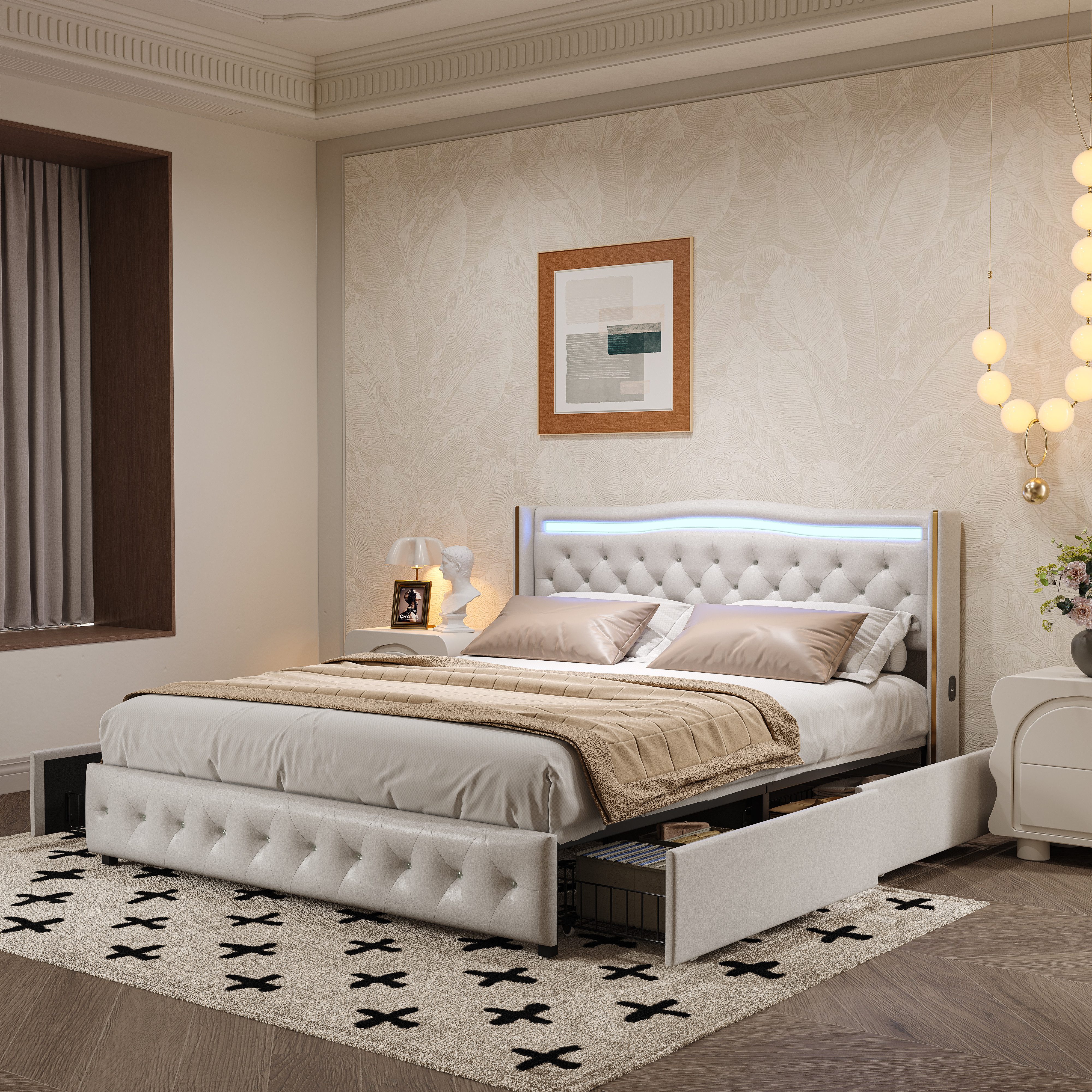 Polsterbett LED Stauraumbett Doppelbett