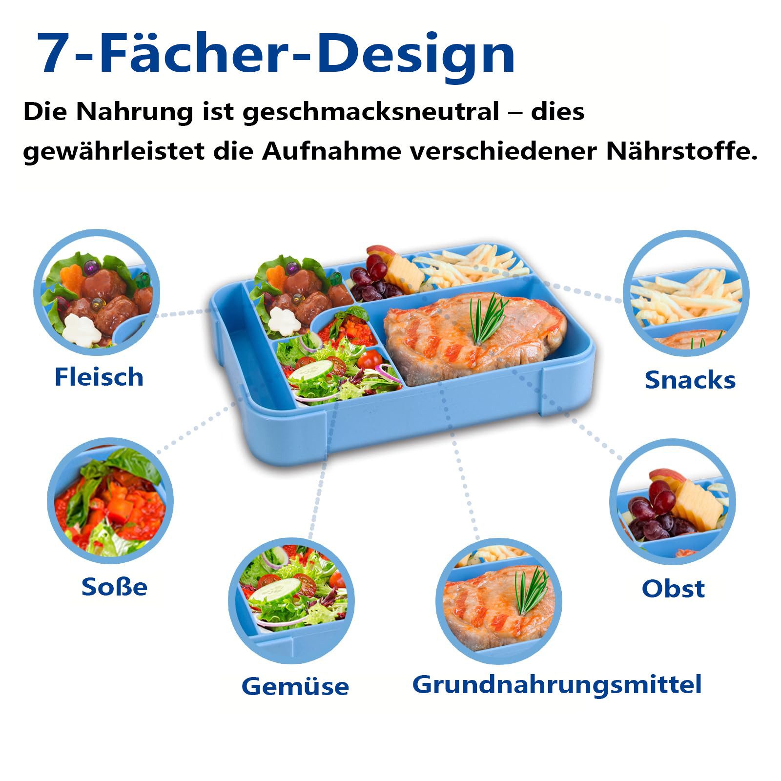 Agger Lunchbox Brotdose Kinder mit Fächern, 1330ML Jausenbox Kinder (Löffel & Gabel), Kinder Brotdose,Kinderfreundliche Verriegelung,BPA-Frei,Auslaufsicher