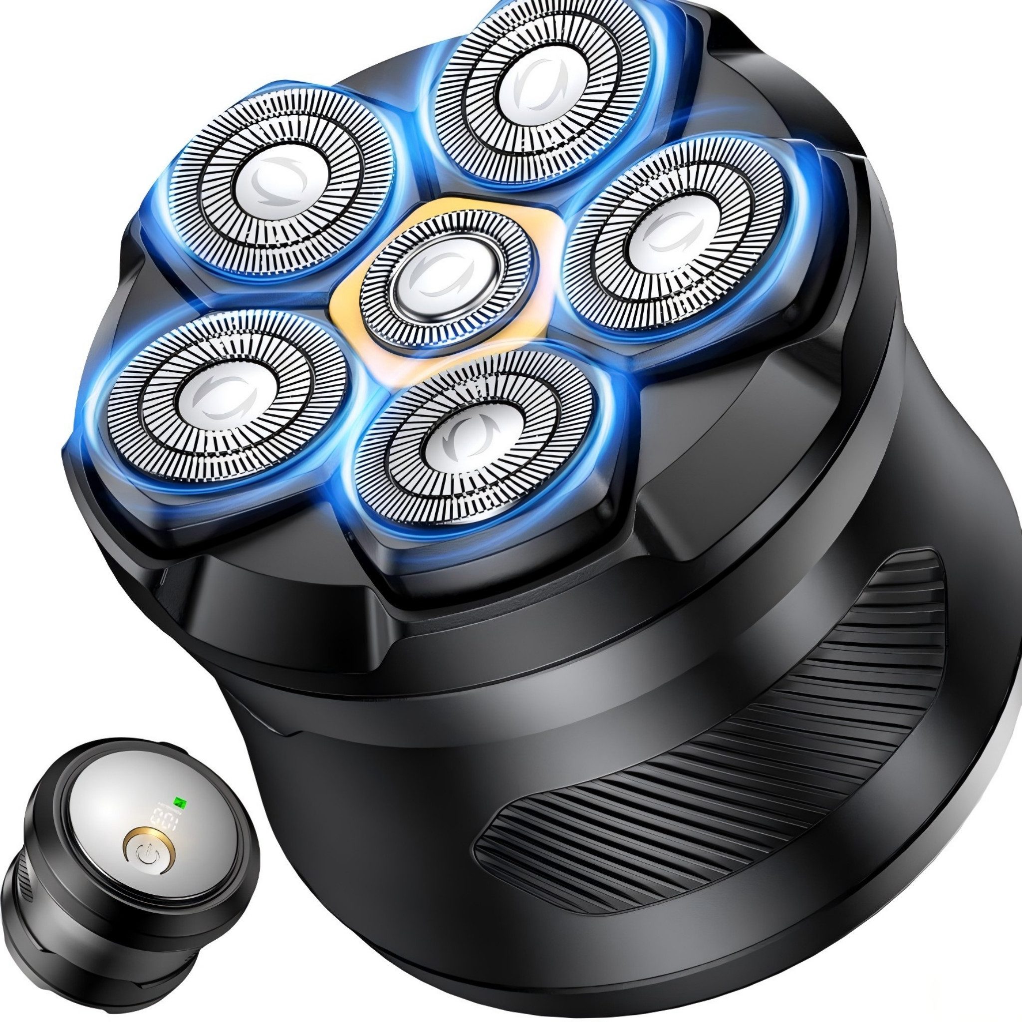 AIBISTAR Körperrasierer Elektrorasierer Rasierer 6 in 1 mit 120min Laufzeit wiederaufladbar, Magnetischer Klingenkopf,IPX7, LED Display,Wet&Dry,6-Kopf Glatzenrasierer
