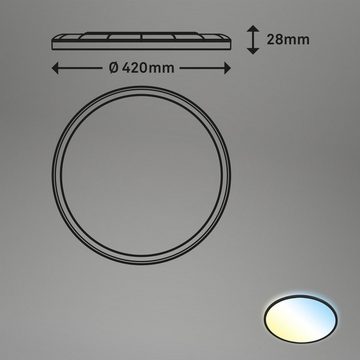 Briloner Leuchten LED Panel 7080-015, CCT Farbtemperatursteuerung, Fernbedienung, dimmbar, ultraflach, indirektes Licht, LED fest verbaut, Farbwechsler, Kaltweiß, Neutralweiß, Tageslichtweiß, Warmweiß, Deckenlampe, 42x2,9cm, Schwarz, 22W, Wohnzimmer, Schlafzimmer, Küche