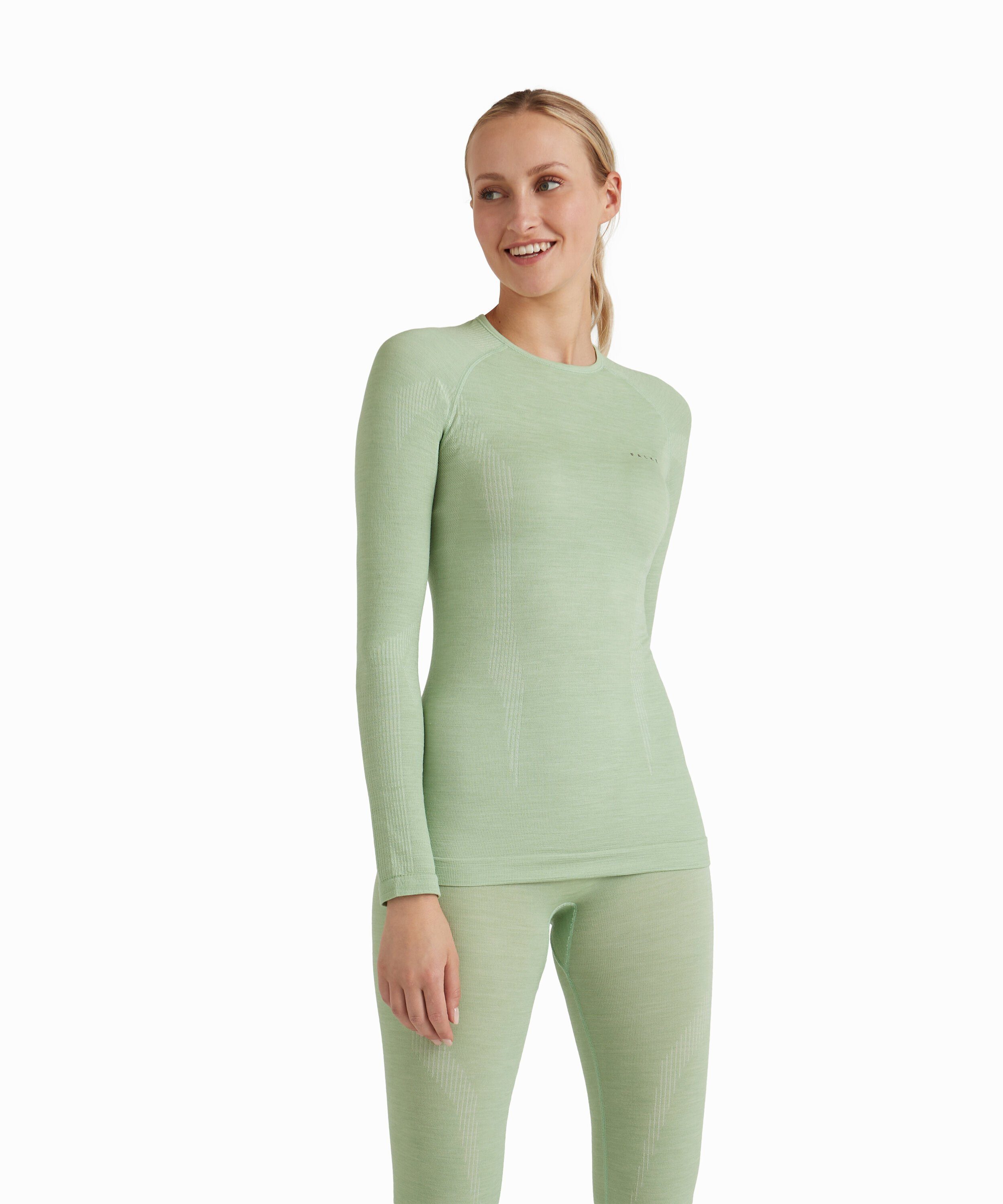 FALKE Funktionsshirt Wool-Tech (1-tlg) aus Merinowolle für kalte bis sehr kalte Temperaturen quiet green (7378)