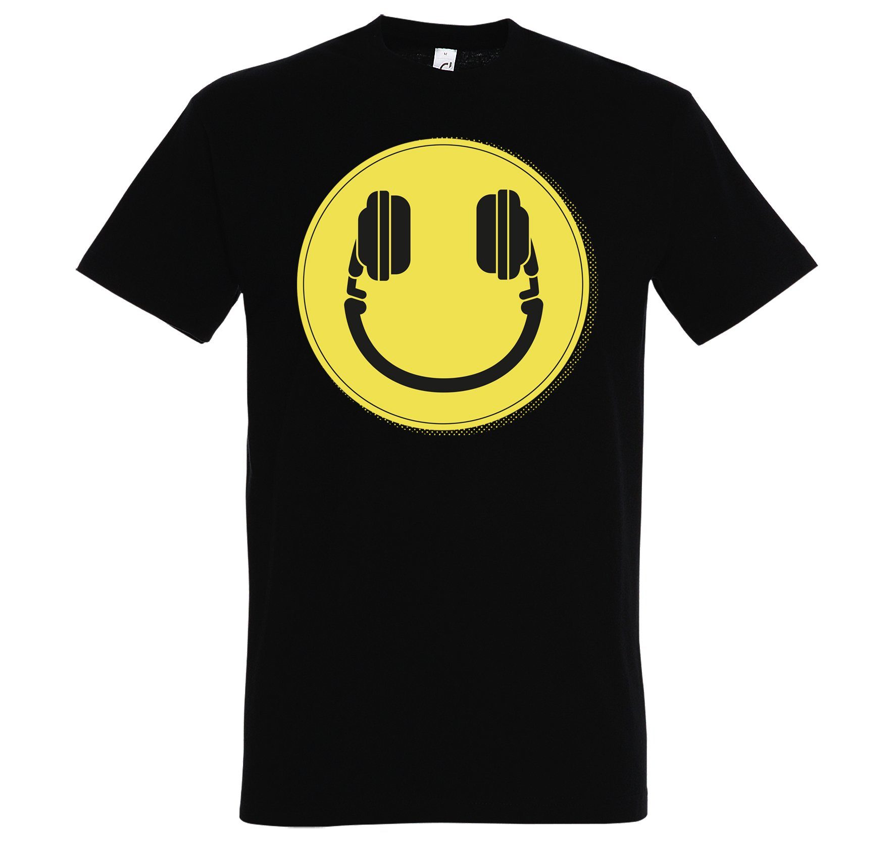 Youth Designz T-Shirt Smile DJ Headset Herren T-Shirt mit lustigem Smiley Frontprint Schwarz