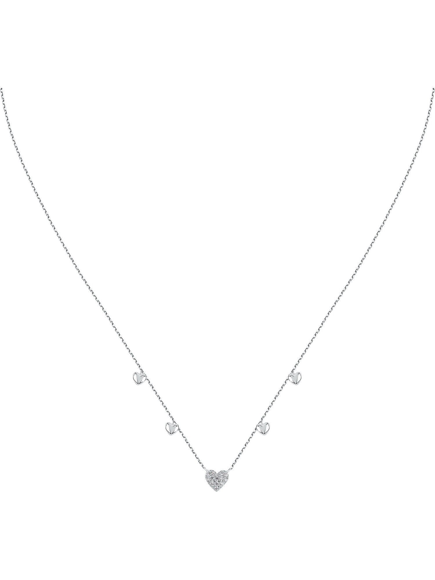 Collier FAVS Damen-Kette 375er Weißgold 13 Zirkonia Herz