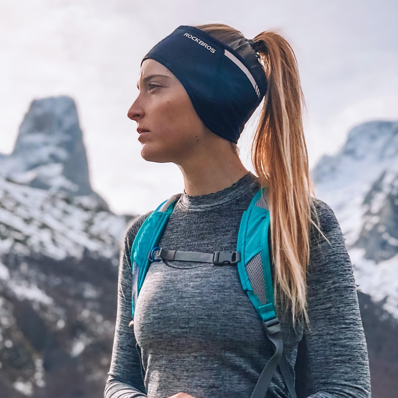 ROCKBROS Stirnband Ohrenschützer Damen Herren für Radsport Laufen Wandern Motorrad Fahren Einheitsgröße aber elastisch