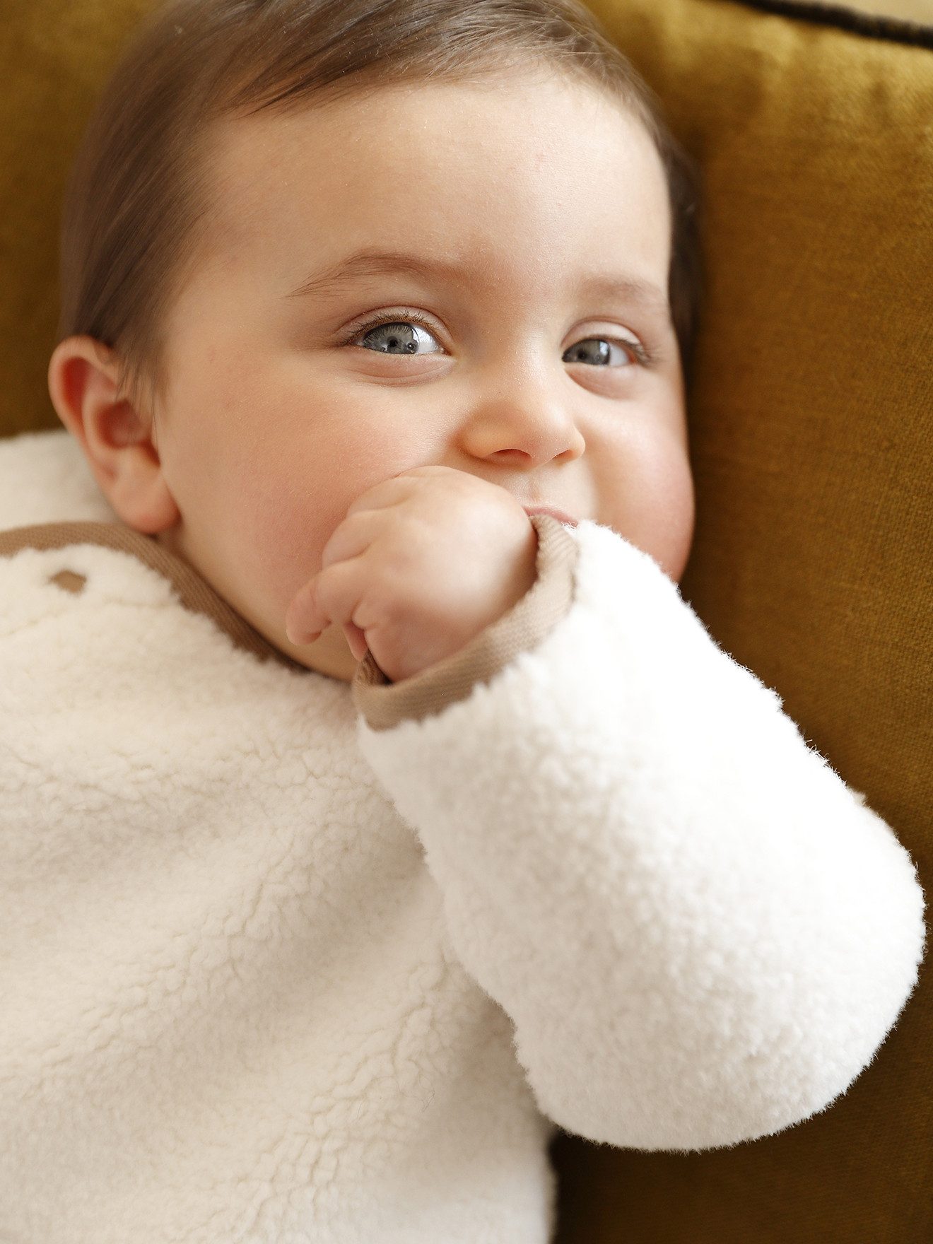 vertbaudet cardigan baby fleece pullover with cotton lining