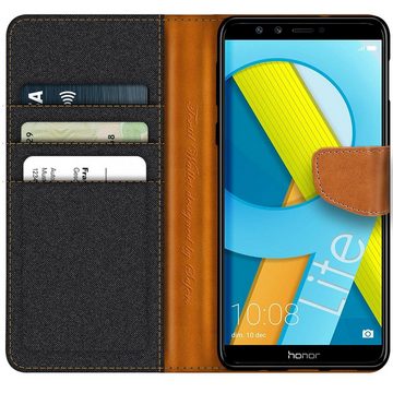 CoolGadget Handyhülle Denim Schutzhülle Flip Case für Honor 9 Lite 5,7 Zoll, Book Cover Handy Tasche Hülle Etui Klapphülle