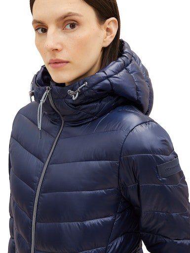 sky TAILOR Steppjacke und seidig captain Look TOM Kapuze glänzendem blue mit