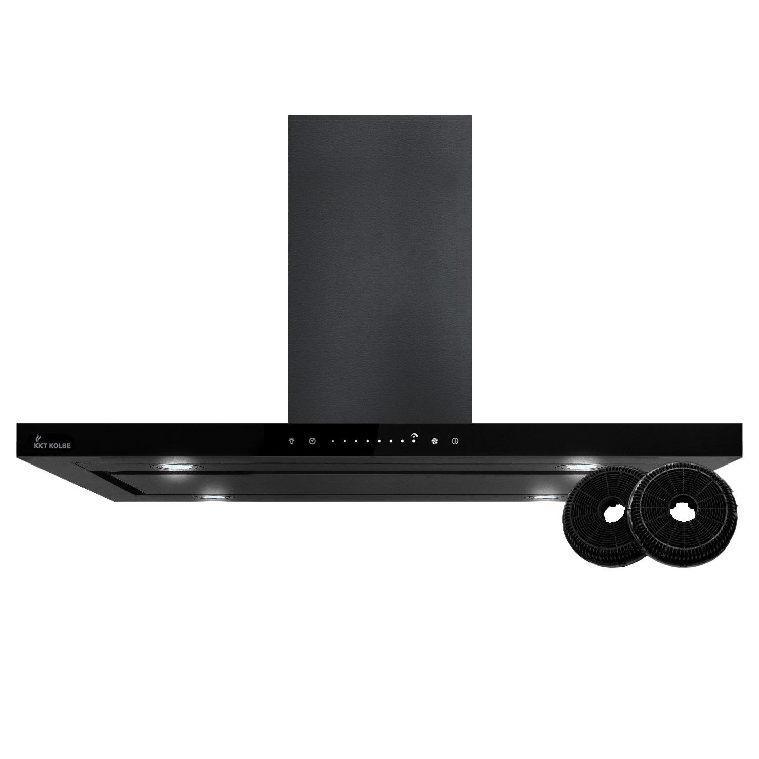 KKT KOLBE Inselhaube Dunstabzugshaube 90cm FLAT-INSEL-6S Abzugshaube / Umluft Inselhaube / Schwarz / Glas / Smart WiFi App