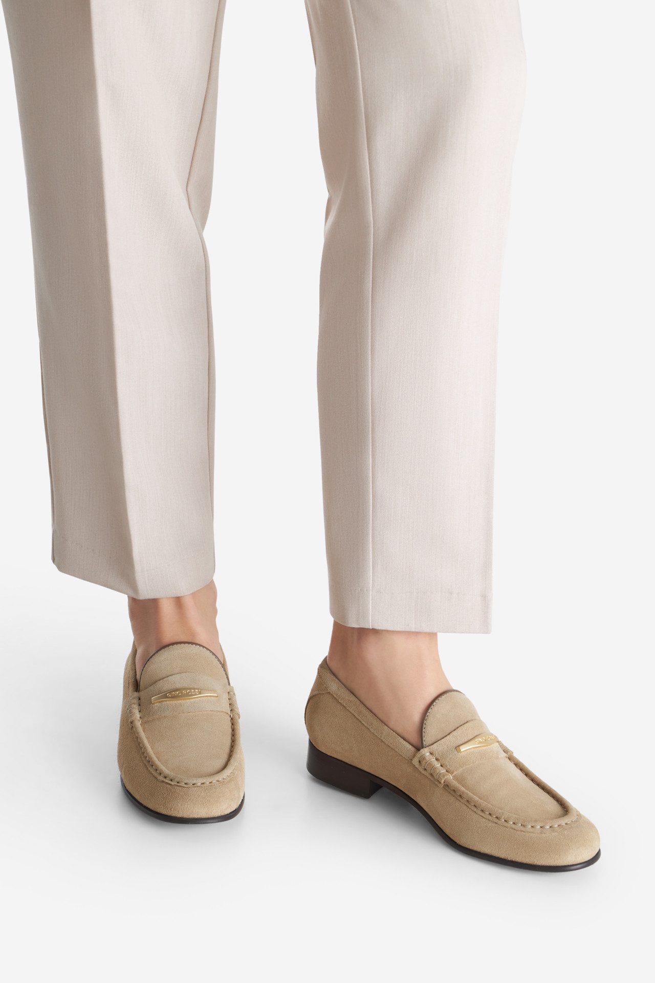 GINO ROSSI Gino Rossi ELYSE‑130 – Damen-Mokassins aus Veloursleder Beige Mokassin Leicht, weich, klassisch