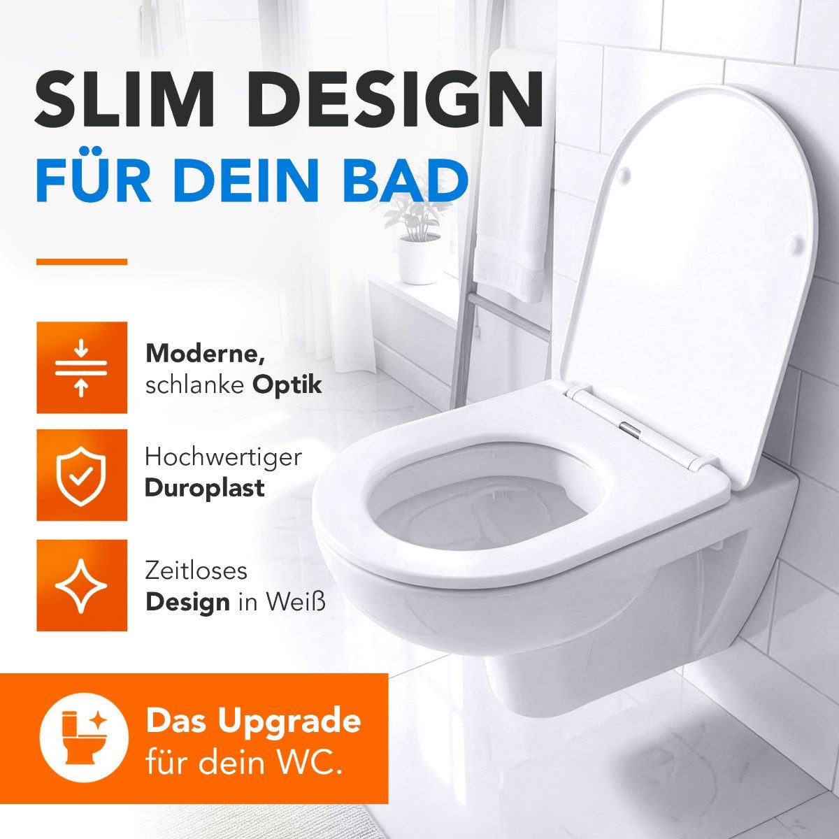 Belvit WC-Sitz Design Slim mit Absenkautomatik/Soft-Close Duroplast weiß dünn (1-St), Duroplast, Soft-Close-Funktion – Bild 2 von 5