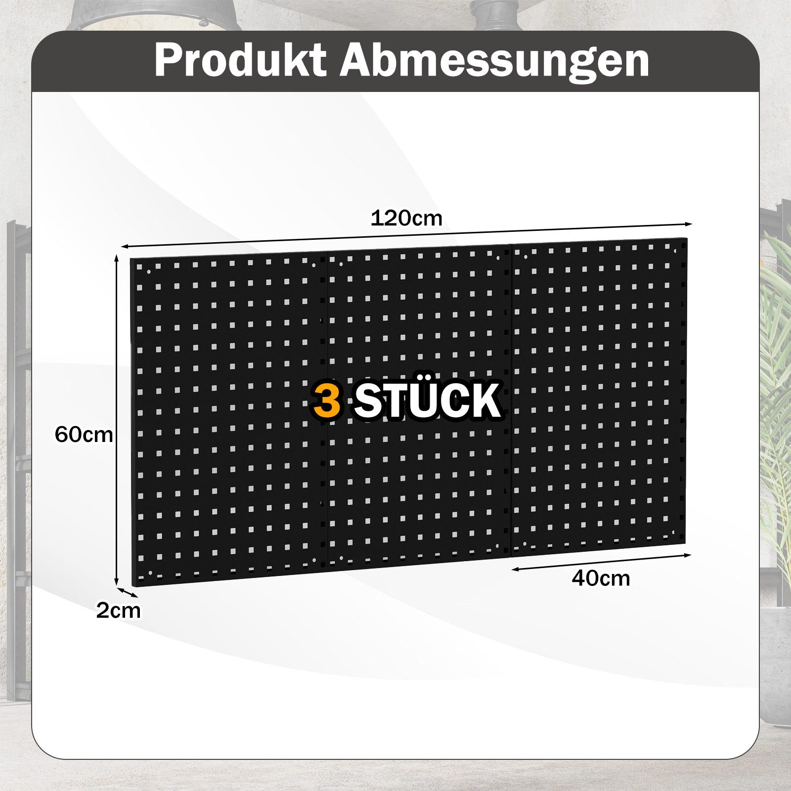 COSTWAY Lochwand, 3 Stk., mit 25 Haken, mit 3 Stecktafeln & 28-teilige hängende Zubehörteile