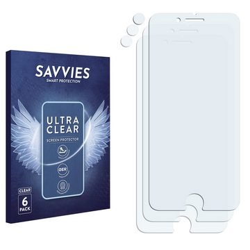 Savvies Schutzfolie für Apple iPhone 8 (Display+Kamera), Displayschutzfolie, 6 Stück, Folie klar