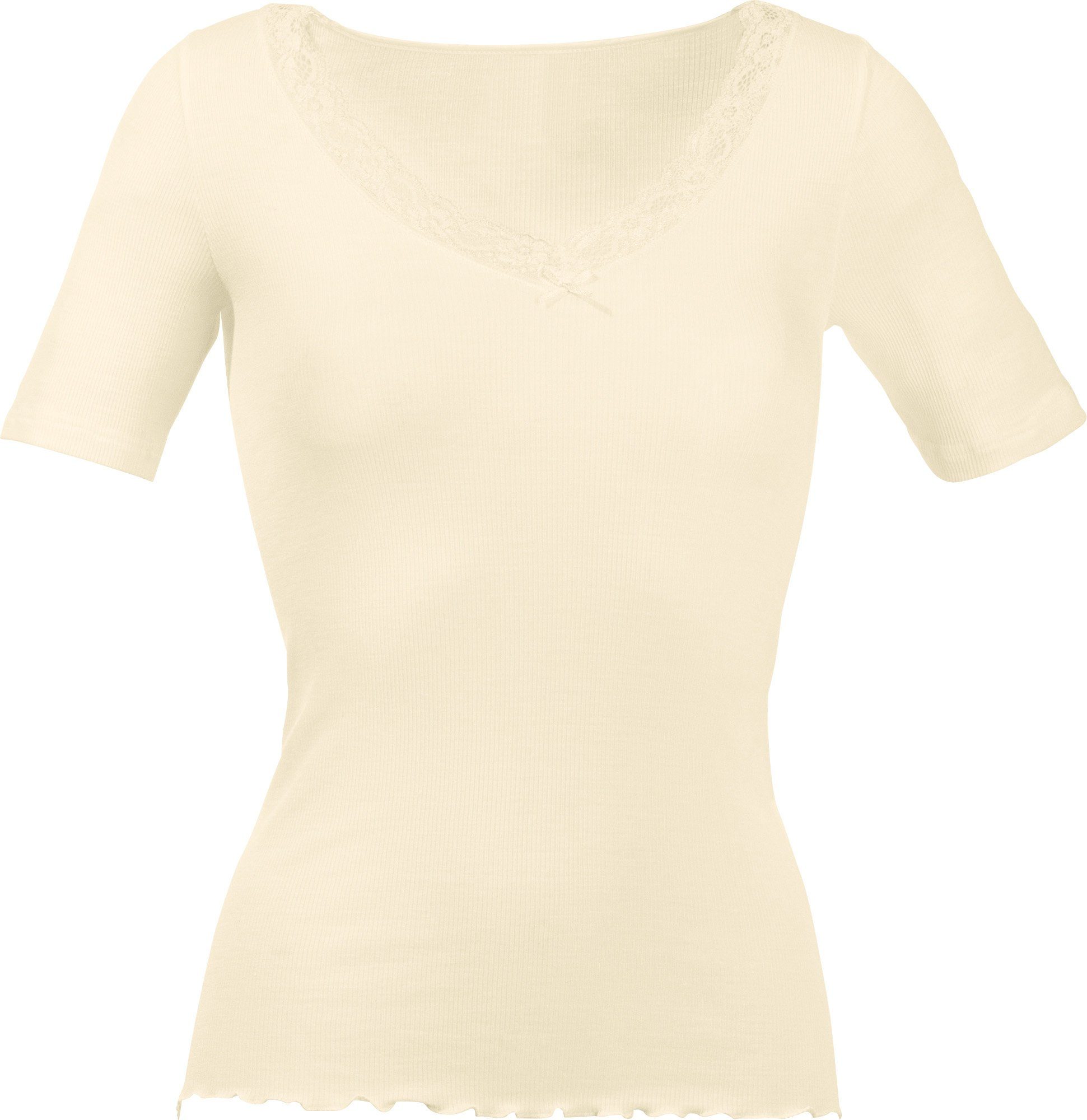 Damen-Unterhemd, Von Uni creme Feinripp Unterhemd Nina C. 1/2-Arm