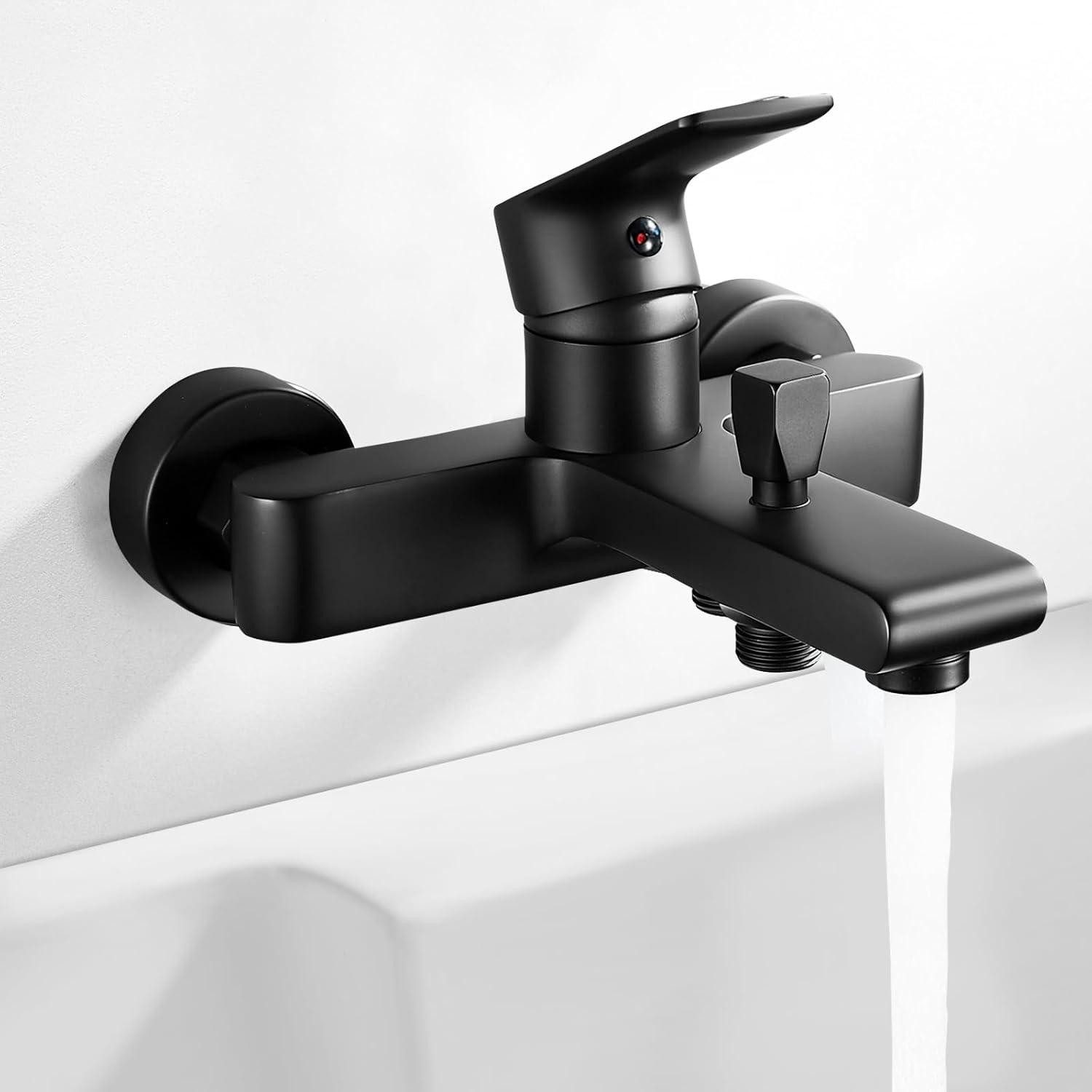 LuxusKollektion Wannenarmatur Badewannenarmatur Schwarz Wandmontage Einhebe günstig online kaufen