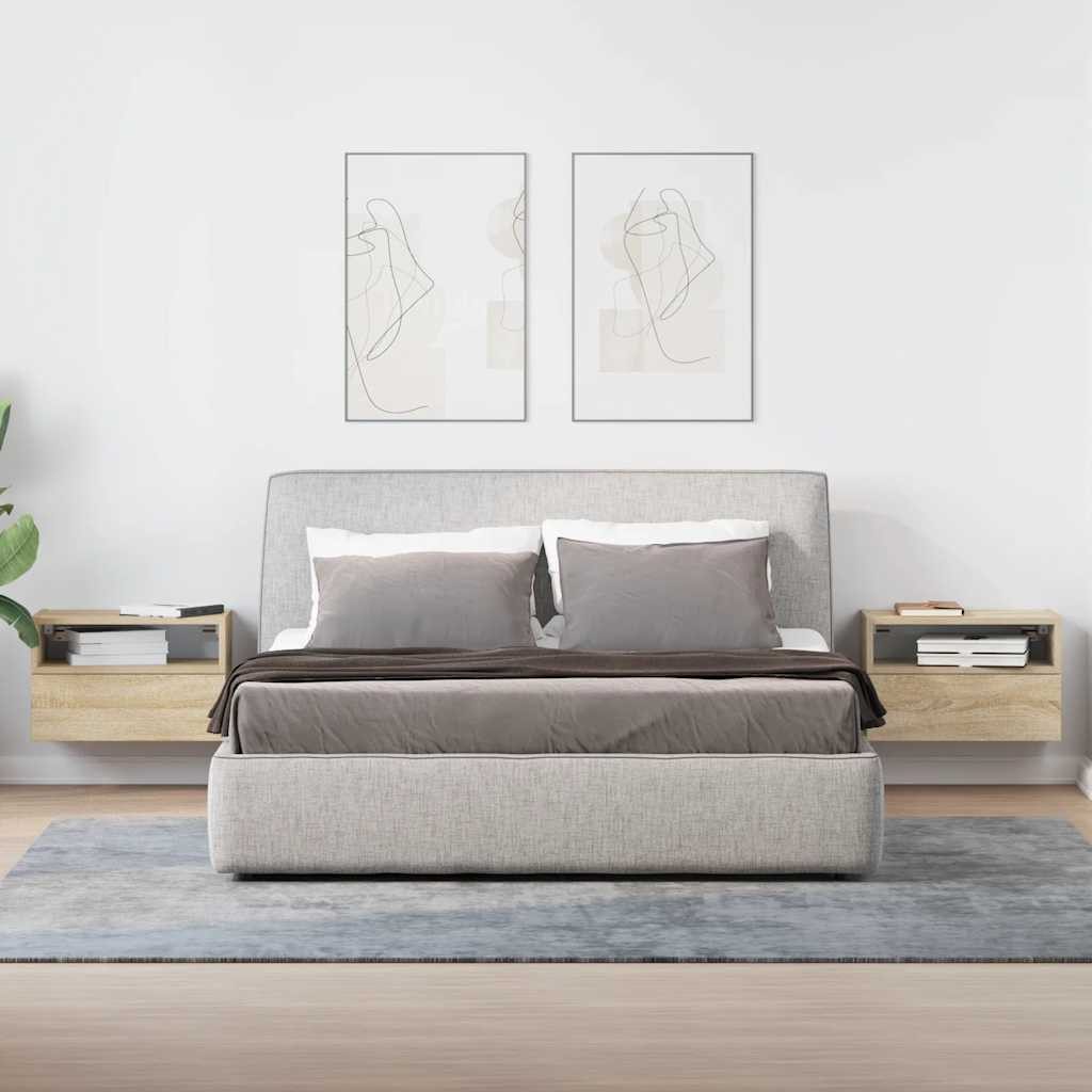 vidaXL Nachttisch Wand-Nachttische 2 Stk. Sonoma-Eiche günstig online kaufen