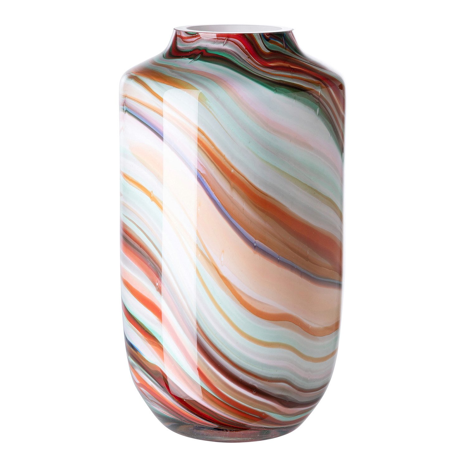 Fink Dekovase SANCHO Glasvase - merhfarbig aus Opalsglas - H. 27cm x Ø 18,5cm - Vase (1x Glasvase, 1 St., Teelichthalter - Stimmungslicht), Vase - Dekovase - Pflanzvase - Tischvase - Vasen
