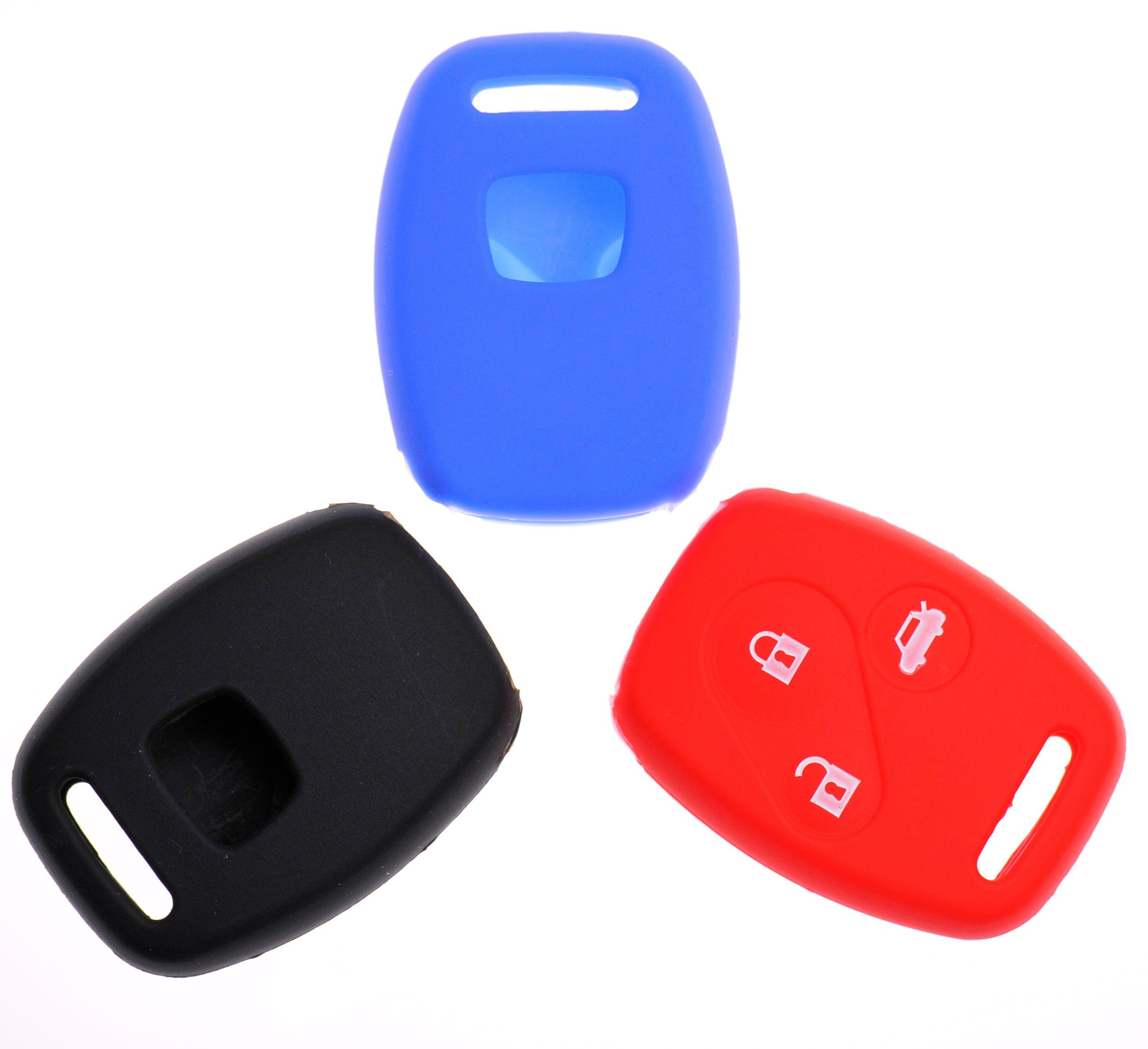 mt-key Schlüsseltasche Autoschlüssel Softcase Silikon Funk für 3 Rot, Tasten Civic Fernbedienung Accord FR-V Schutzhülle Honda Jazz CR-V