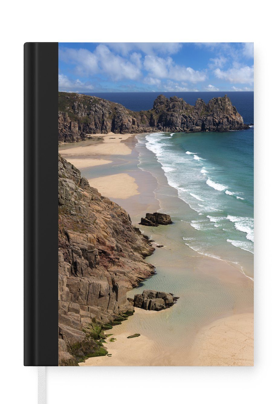 MuchoWow Notizbuch Strand Wellen spülen Merkzettel, A5, Cornwall, Seiten, von Tagebuch, Journal, 98 Haushaltsbuch Notizheft, an den