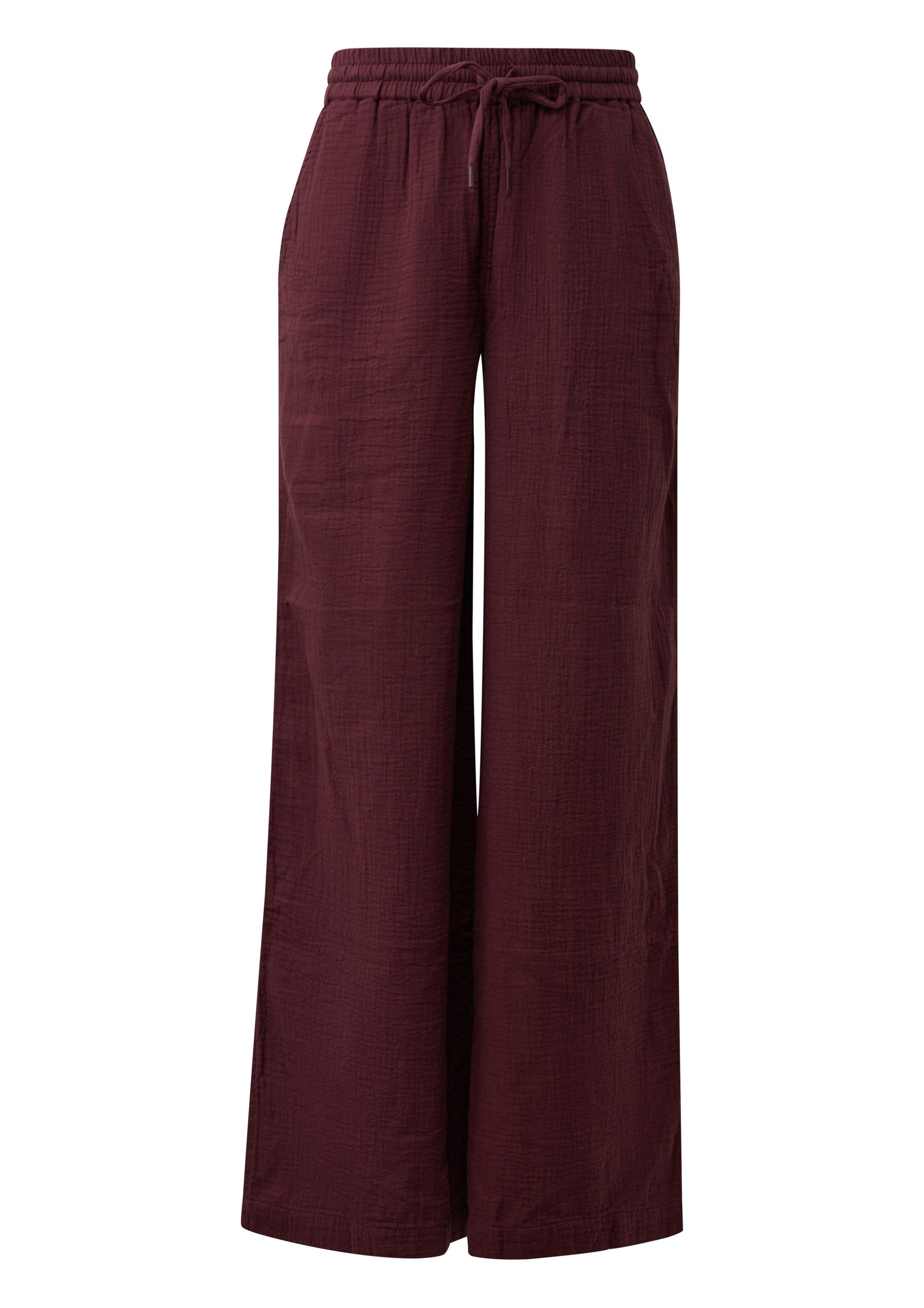 QS Chinos Hose Musselin Hose mit weitem Bein und Elastikbund