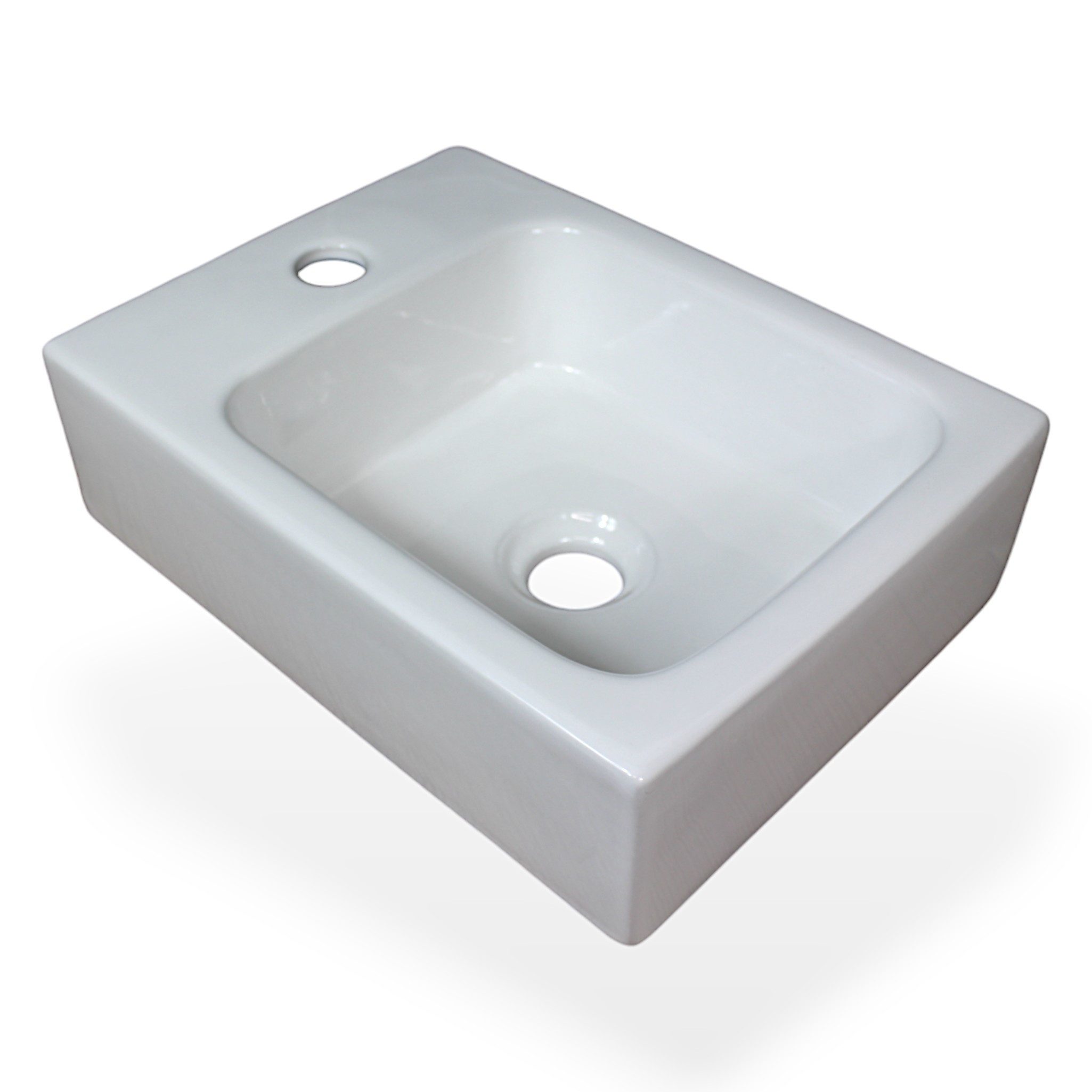 Arnusa Aufsatzwaschbecken Waschbecken auch als Hängewaschbecken nutzbar 38,5 x 28 cm, Wandwaschbecken Gäste-WC