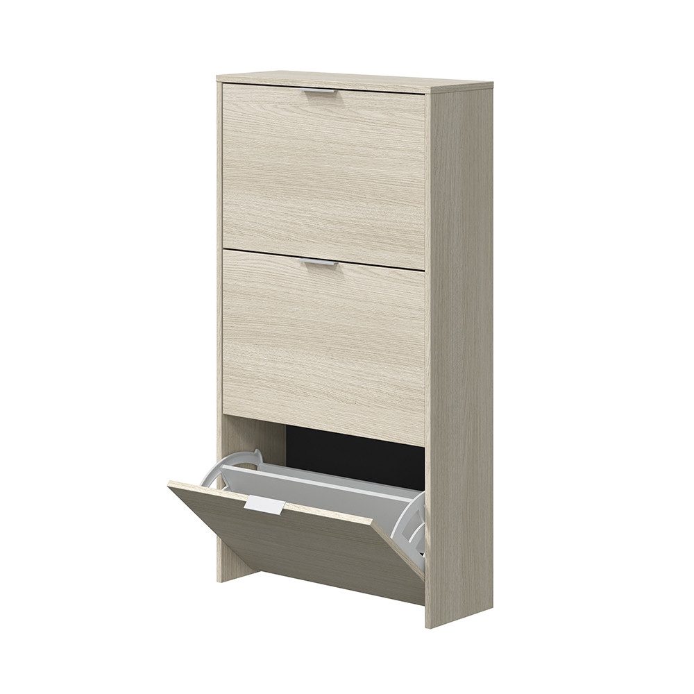 freiraum Schuhkipper Schuhkipper >Shoe cabinet< in Eiche/Weiß Hochglanz - 60x113x22 (BxHxT), in Eiche/Weiß Hochglanz - 60x113x22 (BxHxT)