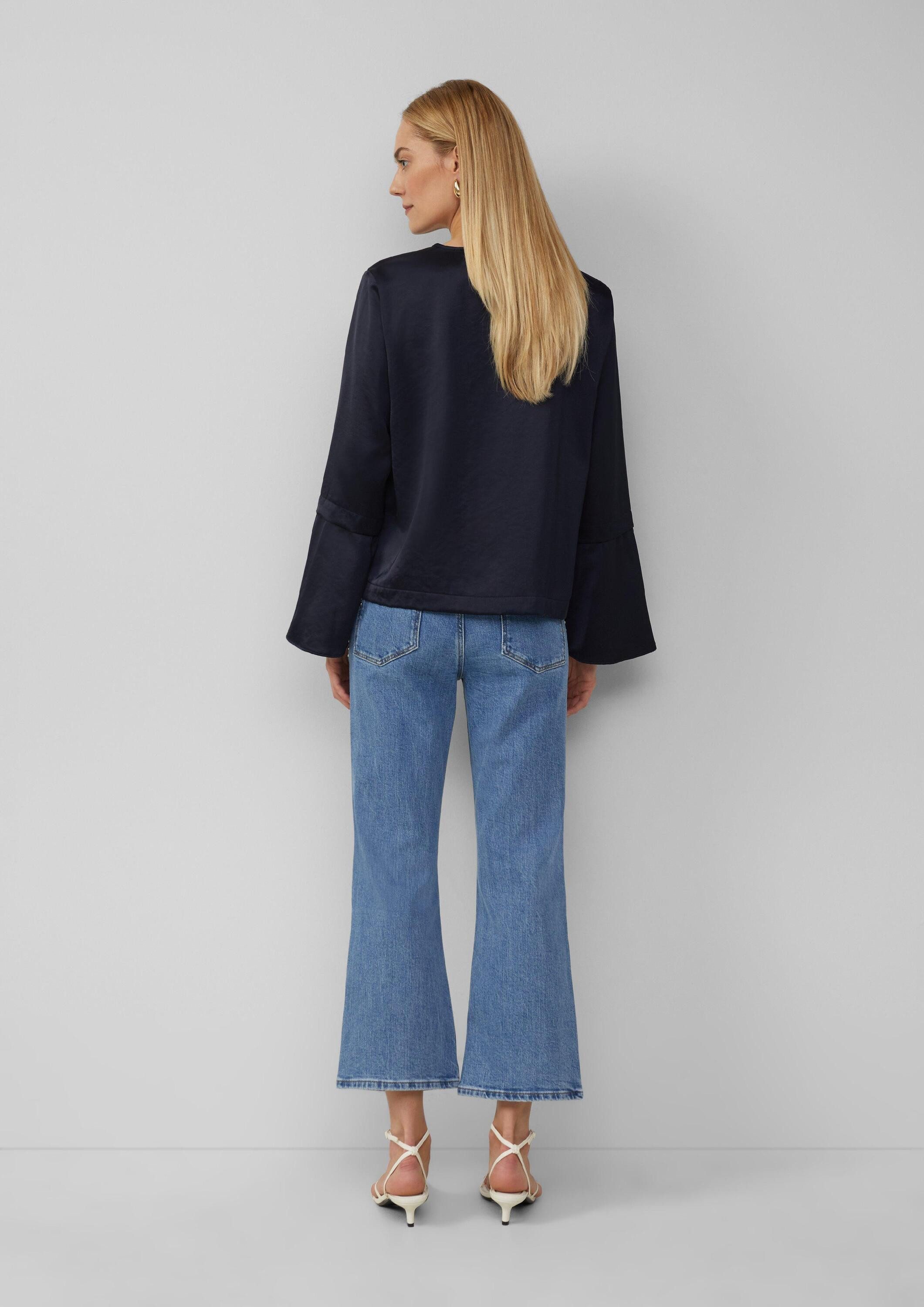 s.Oliver Langarmbluse Bluse Satinbluse mit Volantärmeln und Bindedetail