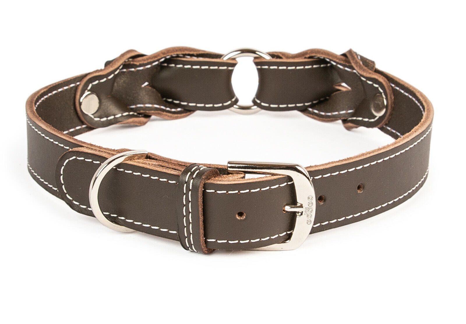 CopcoPet Hunde-Halsband Lederhalsband Hundehalsband - Heidi, Verchromt, Leder, Geflochten, Handarbeit von CopcoPet
