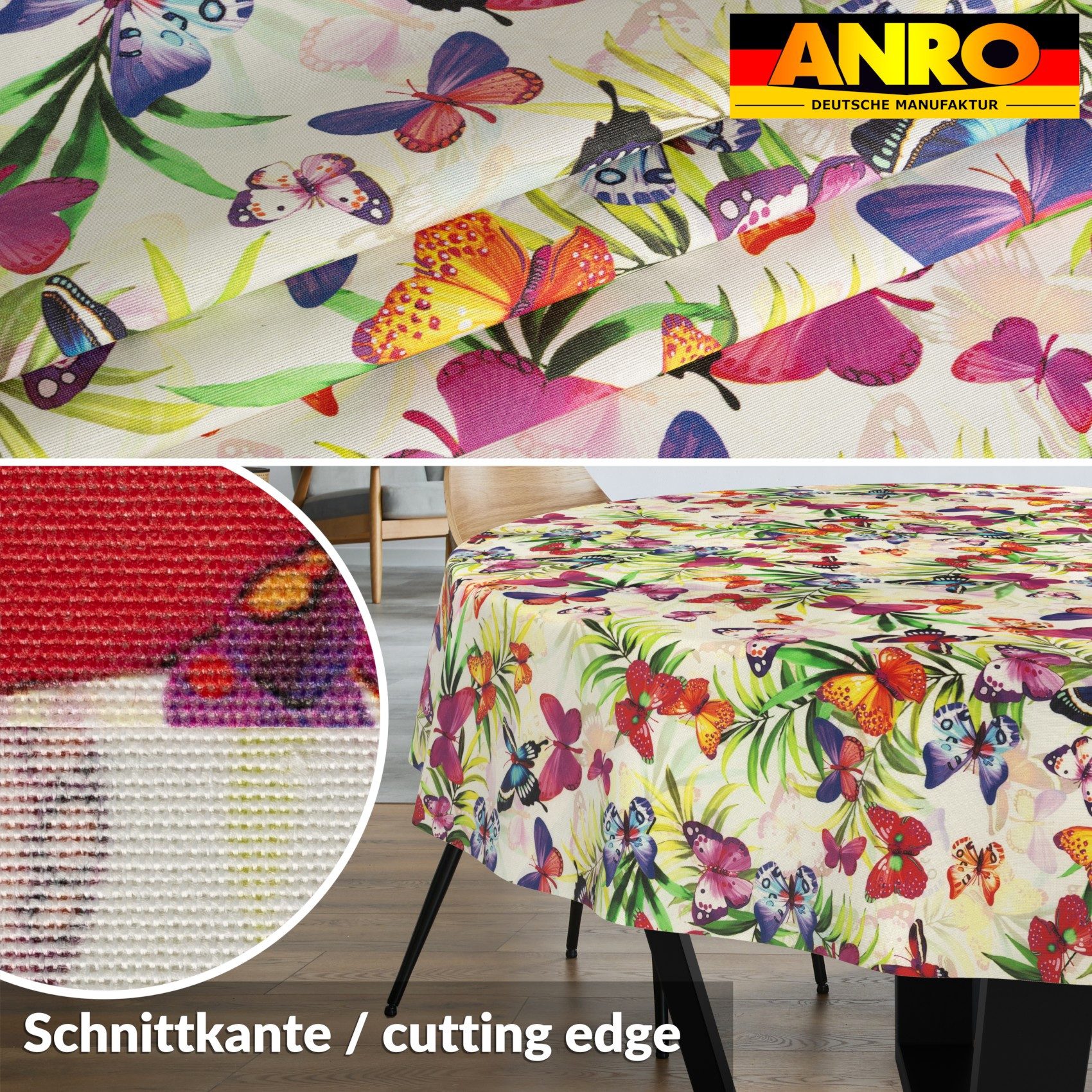ANRO Tischdecke abwaschbar LANA Lucia-Palmen Wachstuch 2.0 (Einzelstück 1-tlg), wasserabweisend Lucia-Palmen Bunt Rund 100cm
