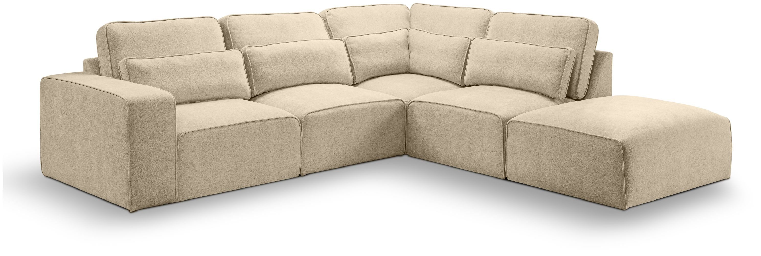 xonox.home Ecksofa, Ecksofa Recamiere rechts aus Webstoff in beige 305x90x281cm