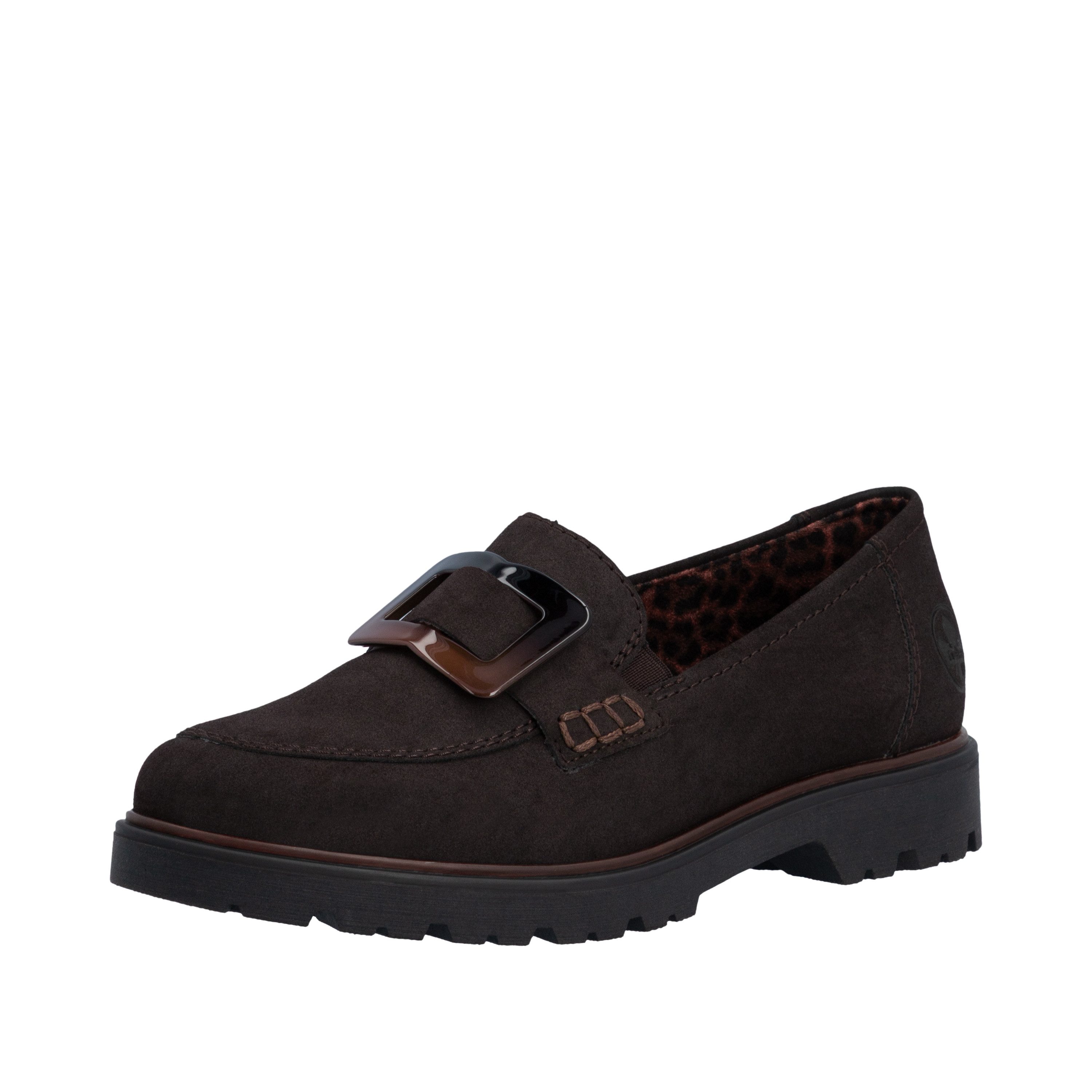 Rieker Loafer Slipper, Schlupfschuh, Halbschuh mit großer Zierspange
