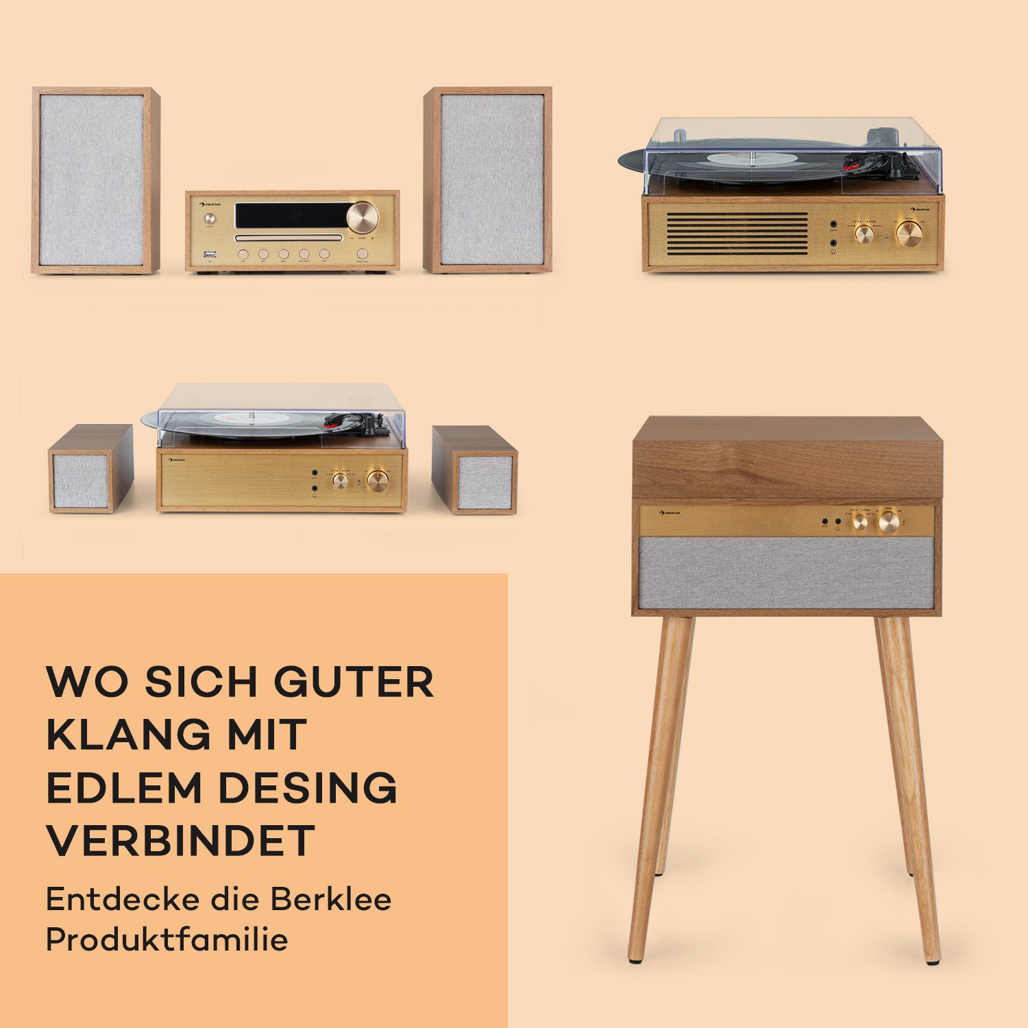 Auna Berklee TT Case Plattenspieler (Riemenantrieb, Bluetooth, Bluetooth lautsprecher Kopfhöreranschluss AUX IN Schwarz) – Bild 5 von 5