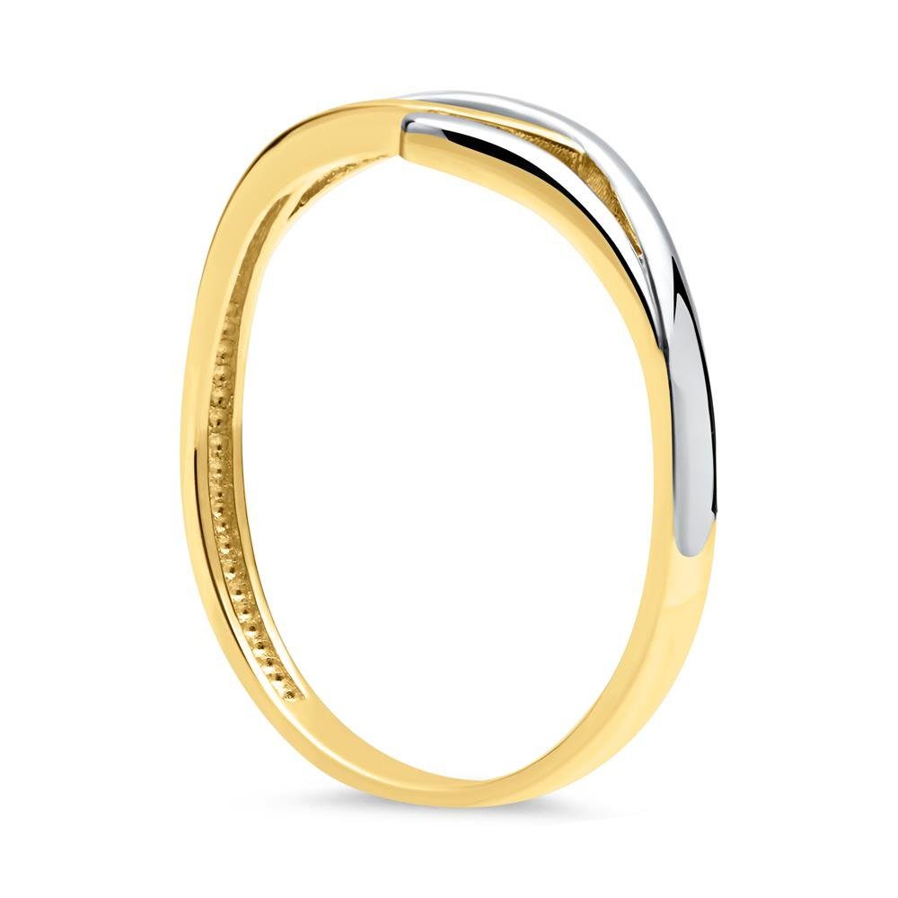 Unique GR0054 Fingerring Polierter Gelb- Zirkonia mit Unique Ring Weißgold 333