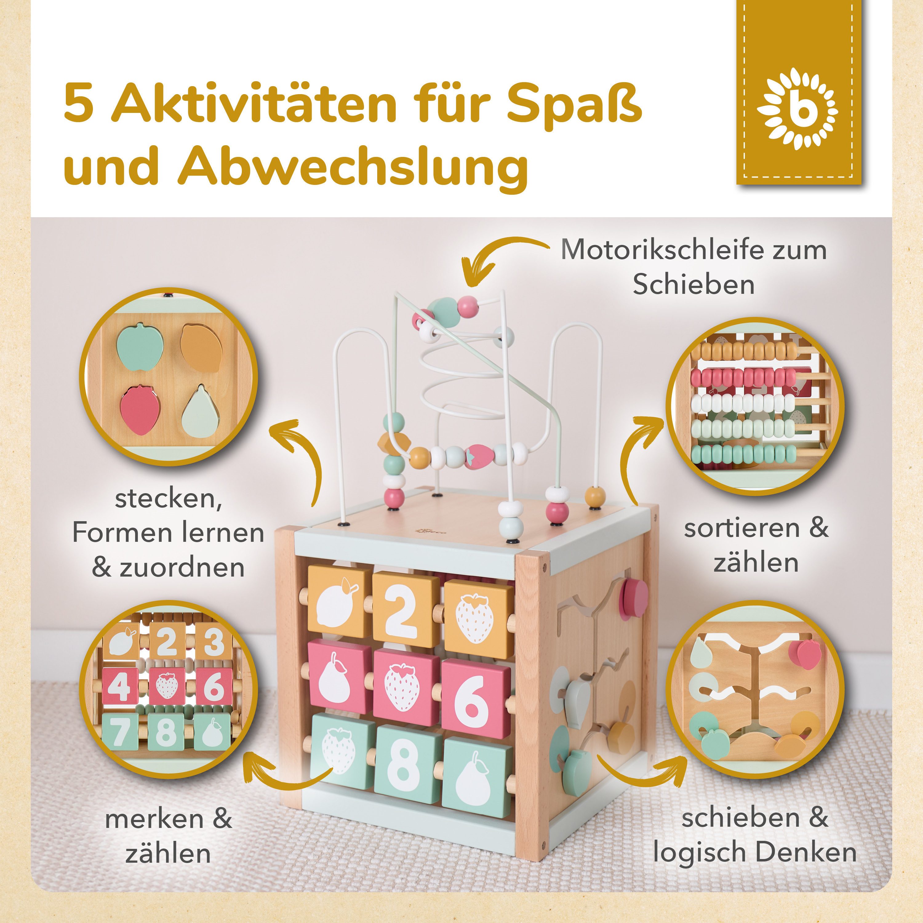 BIECO Motorikschleife Bieco Motorikwürfel Berry XXL nachhaltiges Holz