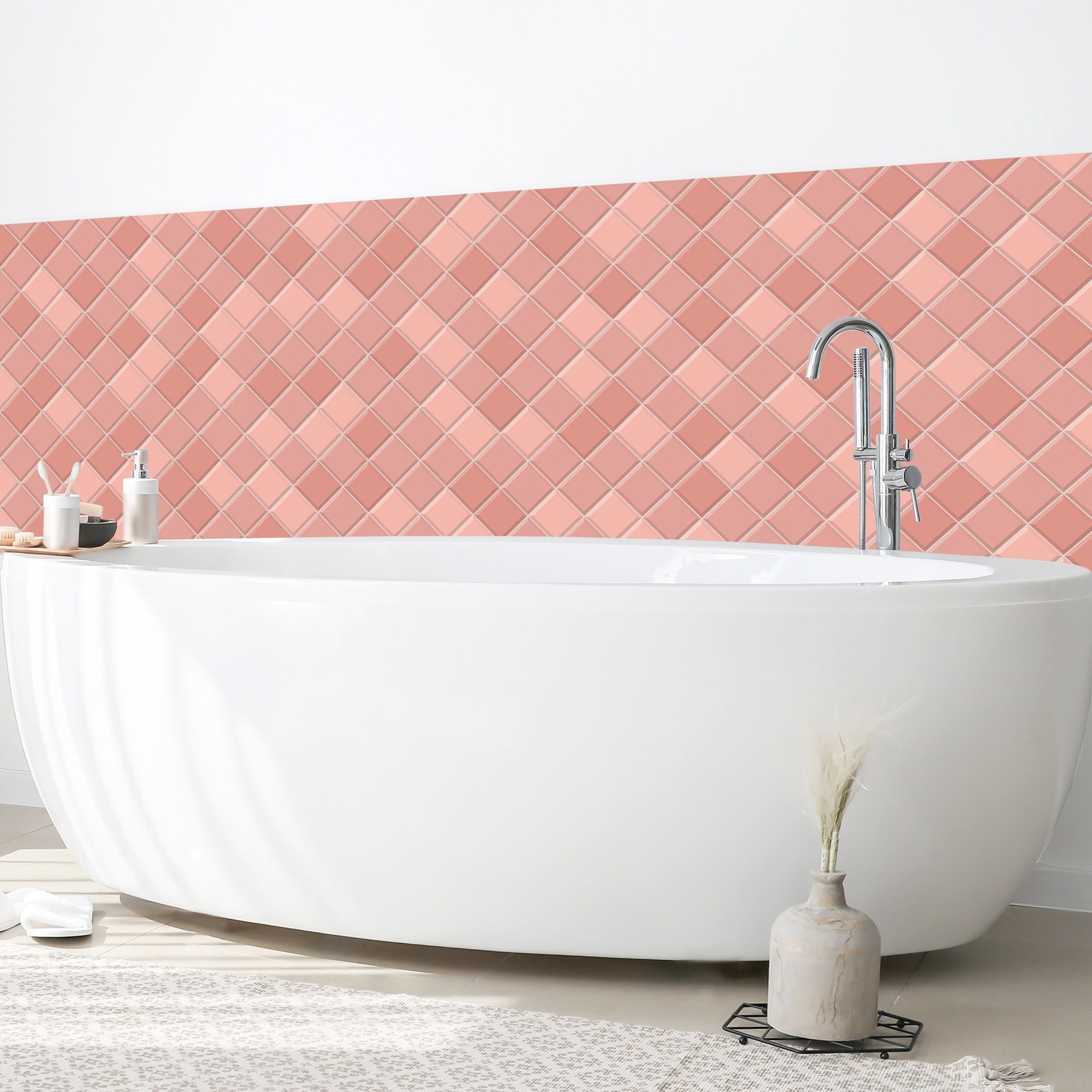 Bilderdepot24 Badrückwand rosa fugenlose Wandverkleidung Bad Unifarben, (Hartfolie matt » Selbstklebend SMART 0,35 mm), wasserfestes Wandpaneel Mosaik Fliesen Altrosa