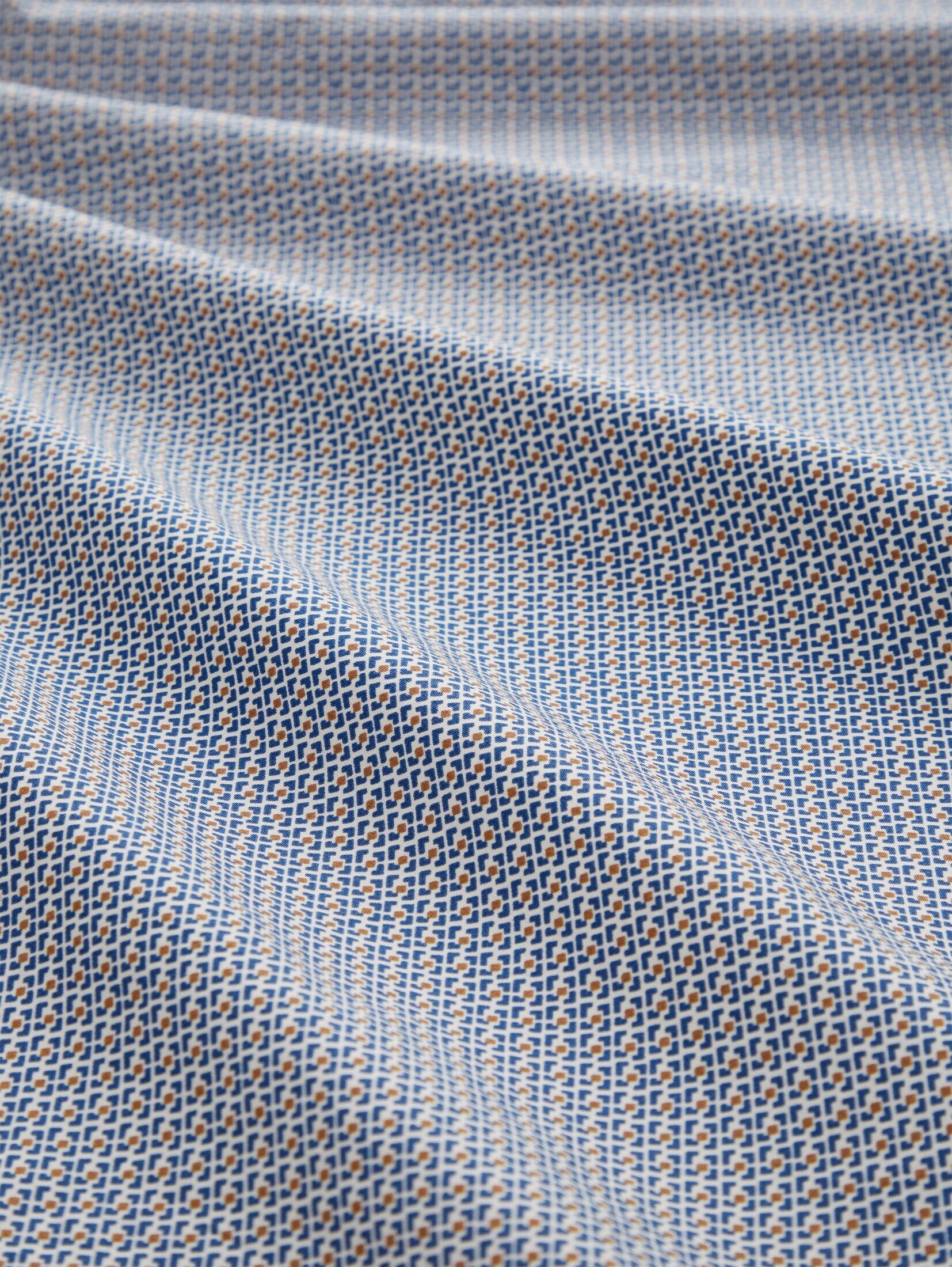 design TAILOR beige Hemd blue Langarmhemd Allover-Print TOM mit minimal