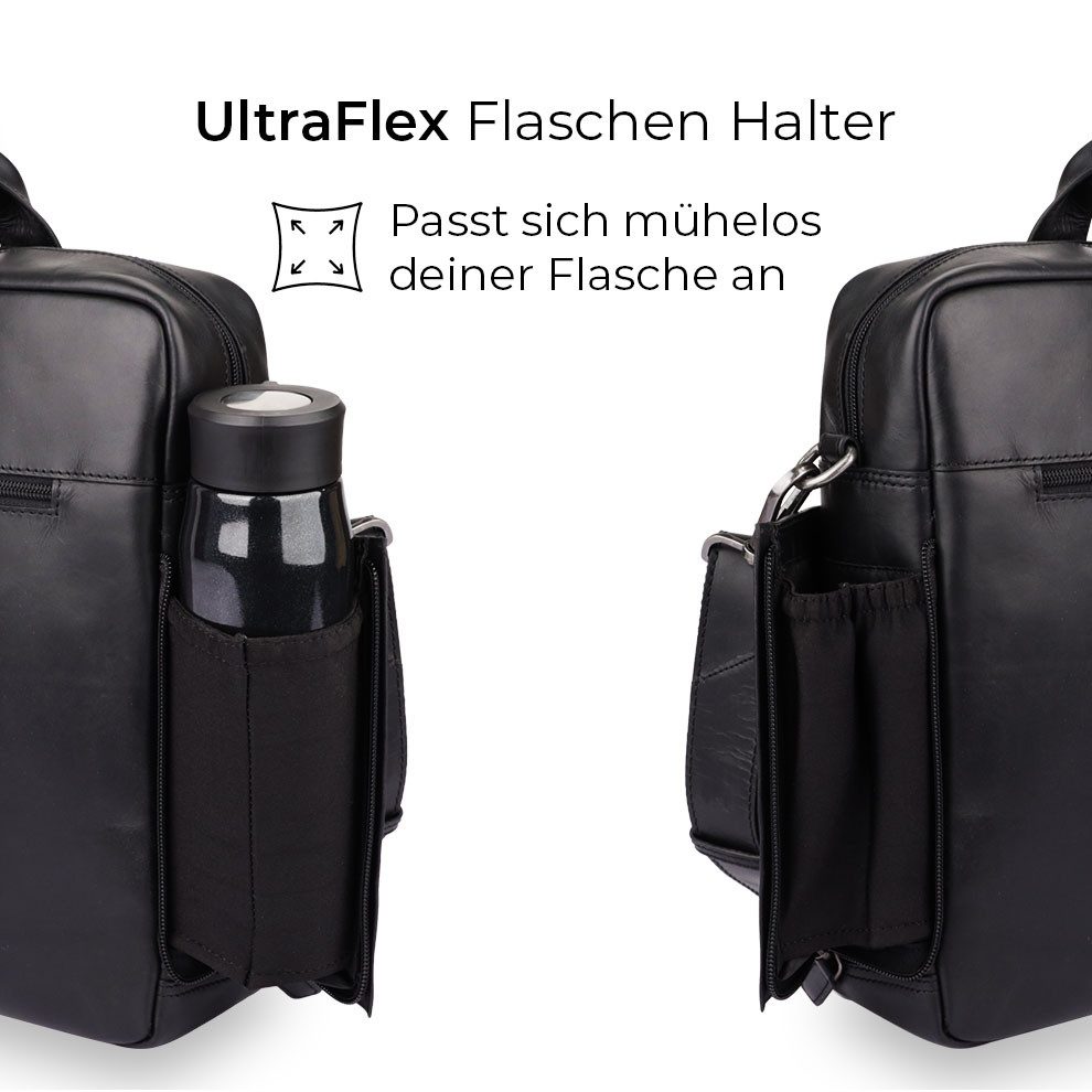 Gentlemen's Laptoptasche Slim - Notebooktasche aus Leder mit Schultergurt 14 & 16 Zoll, Echtleder, großes Hauptfach, Schultergurt, Geschenkverpackung
