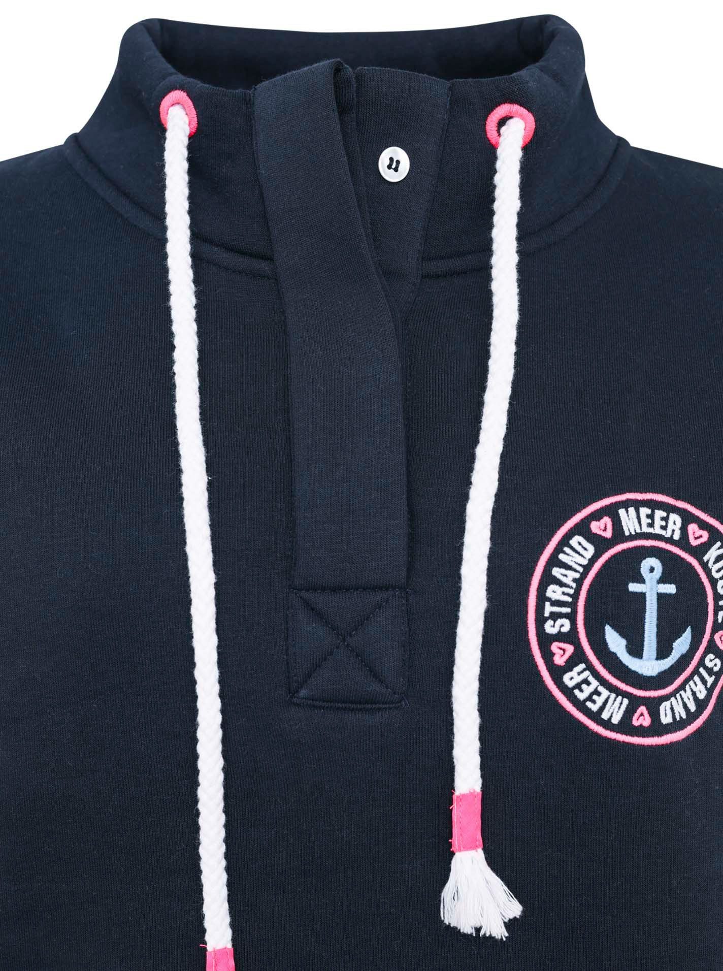 Zwillingsherz Troyer "Anker Kreis" Regular Fit, mit Zipper, Stehkragen, Kordelzug, Stickerei am Rücken – Bild 5 von 5