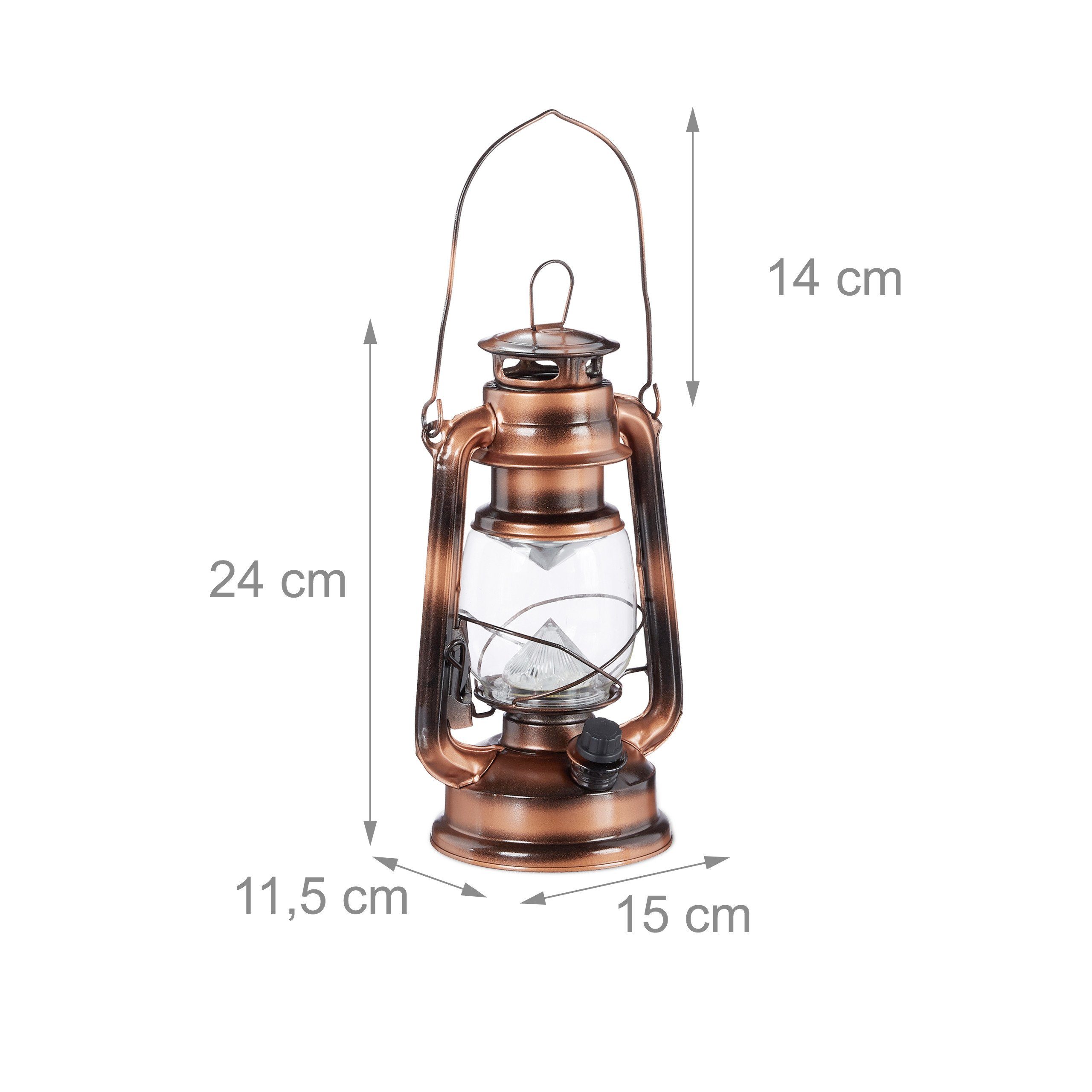 relaxdays LED Laterne 2 x Sturmlaterne LED kupfer – Bild 4 von 5