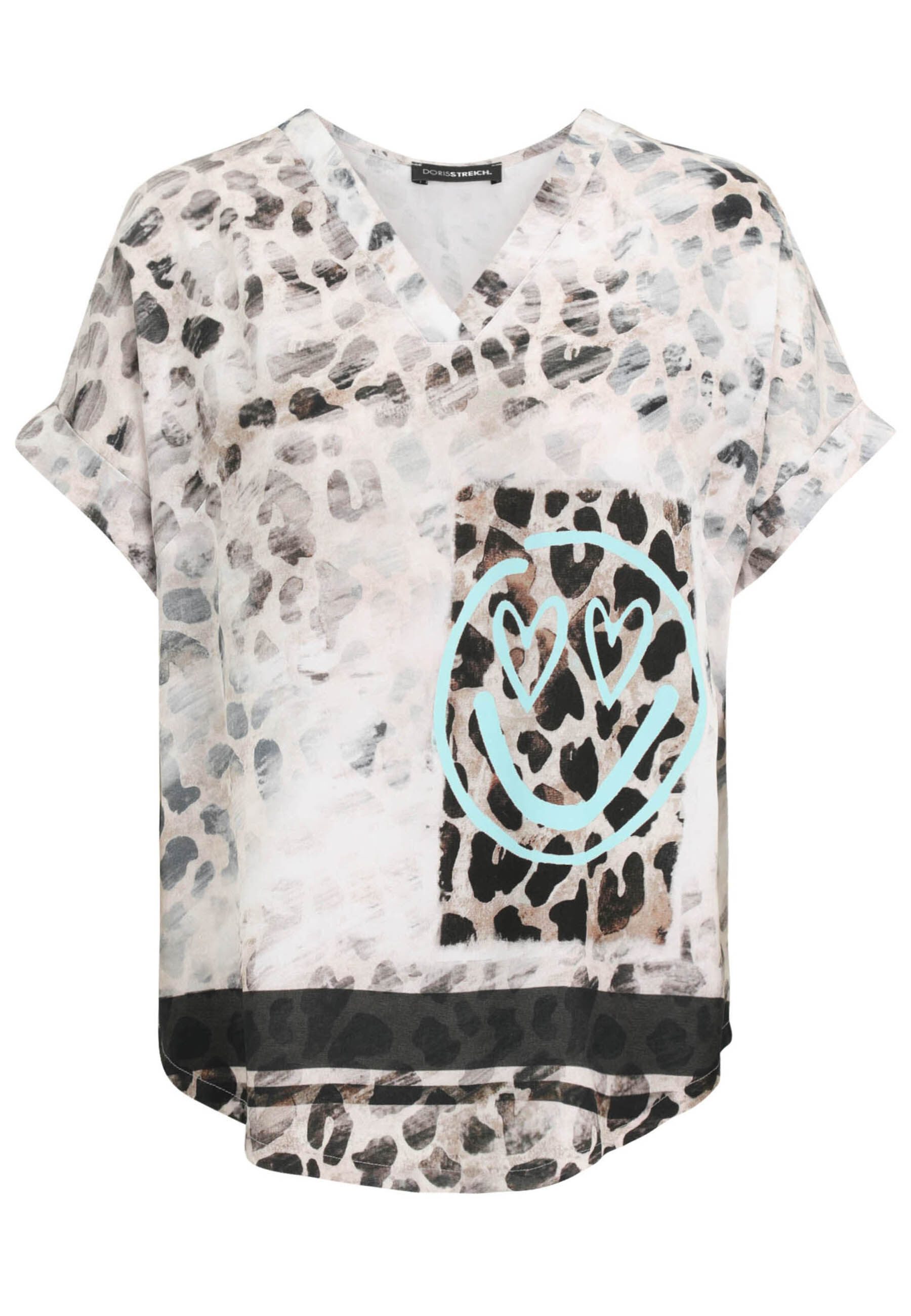 Doris Streich Kurzarmbluse (1-tlg) mit Leo-Print