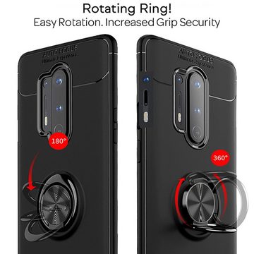 Nalia Smartphone-Hülle OnePlus 8 Pro, Matte Ring Silikon Hülle / 360 Grad Ring / Standfunktion / Rutschfest