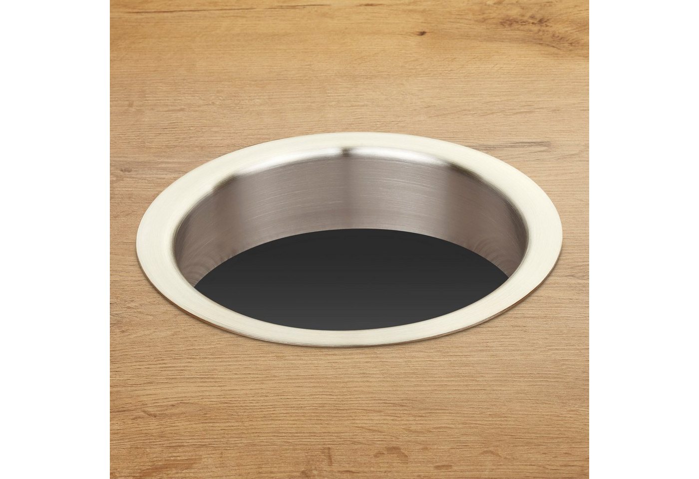 Thumbnail - SO-TECH® Möbelbeschlag Durchwurfring Einfwurfring Edelstahl fein gebürstet, Ø 180 mm, H 41,5 mm zum Einbau in Waschtisch...