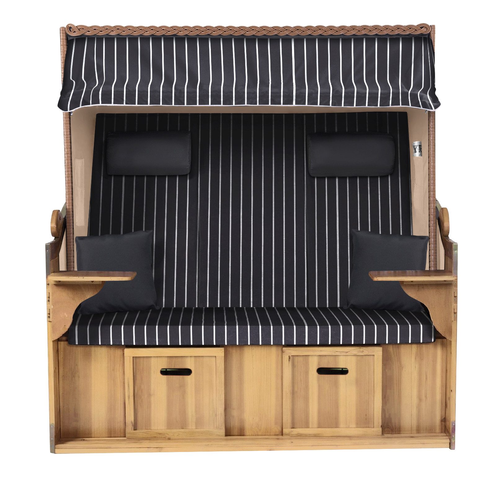 Strandkorb Hanse Strandkorb Strandkorb Ostsee XXL 2,5-Sitzer Volllieger Beige Anthrazit, BxTxH: 150x80x160 cm, Ostsee XXL Volllieger, Ostsee 2,5-Sitzer Modell 2025, Stabiles Wacholder mit handgefertigtem Polyrattangeflecht