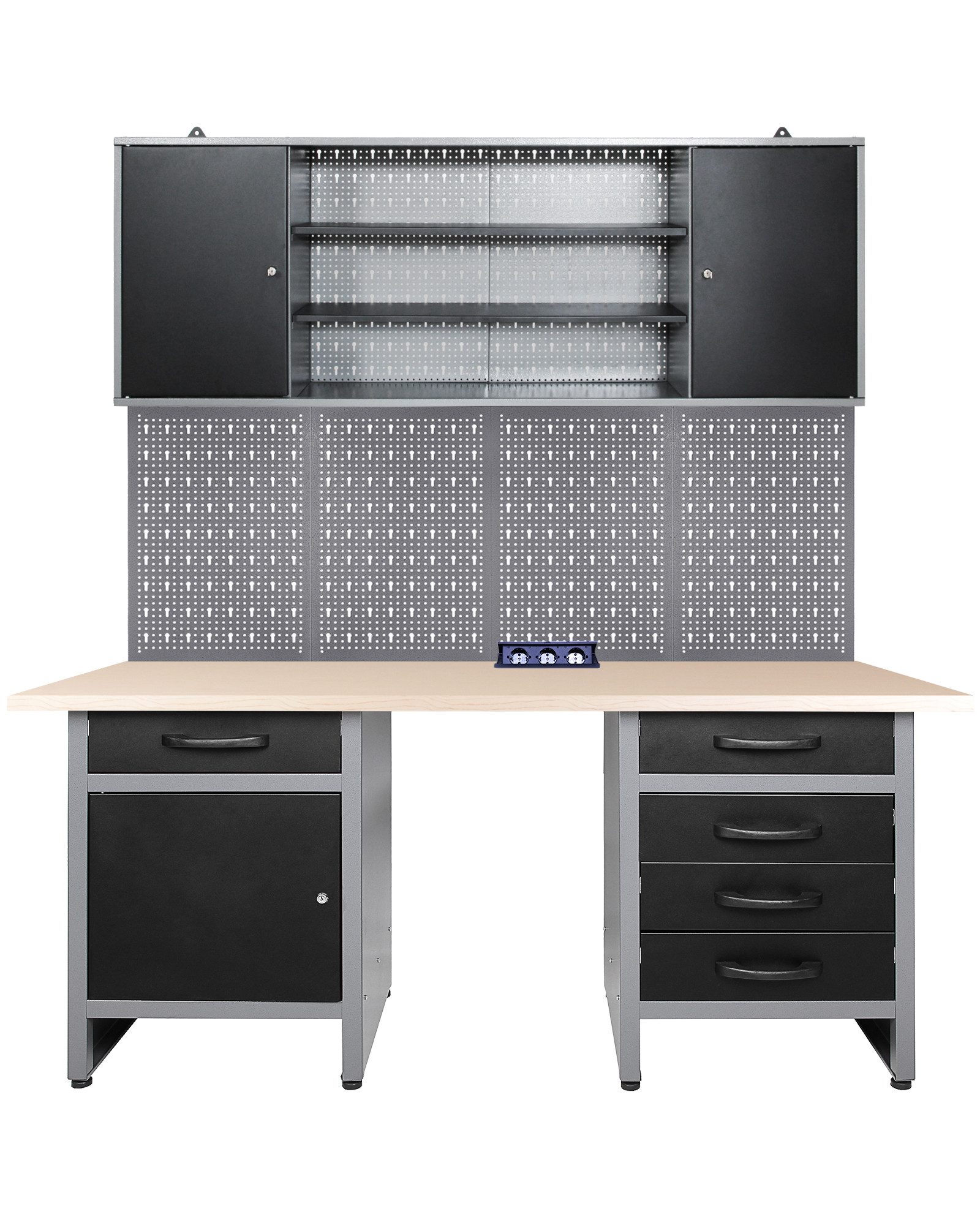 ONDIS24 Werkstatt-Set Ondis24 Werkstatteinrichtung 160 cm Werkbank Werkzeugschrank