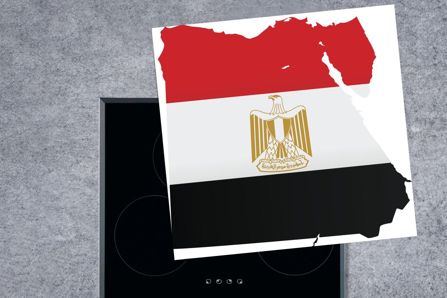 (1 von der für Karte Herdblende-/Abdeckplatte MuchoWow küche tlg), Ägypten ägyptischen 78x78 Flagge, Arbeitsplatte mit Vinyl, cm, Illustration Ceranfeldabdeckung, der