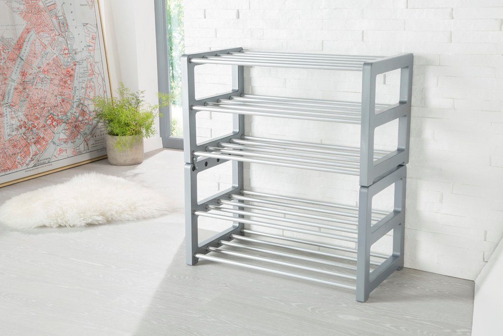 Ruco Schuhregal, Aluminium, 3 Etagen für bis zu 9 Paar Schuhe