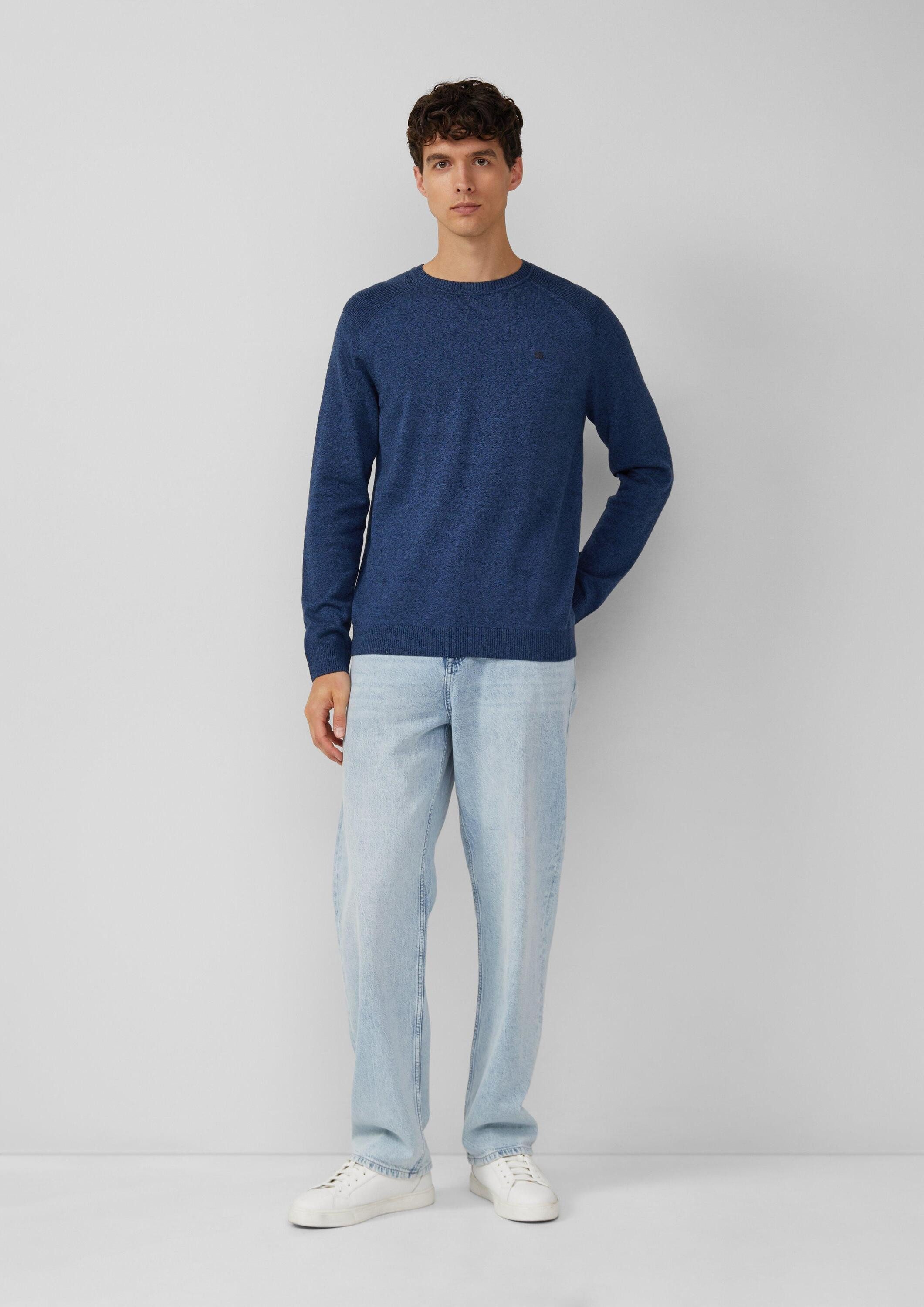 s.Oliver Longpullover Strickpullover Pullover aus Moulinéstrick mit Crew Neck und Raglanärmeln