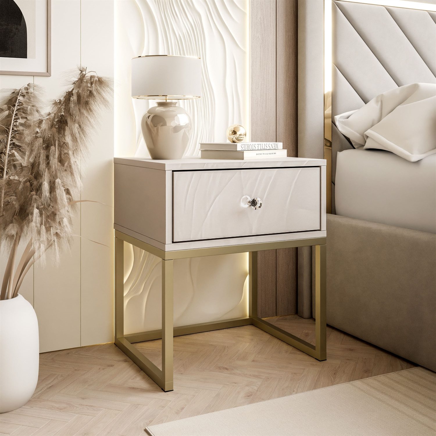 Lookway Nachttisch BLANCO Kaschmir auf Gestell günstig online kaufen