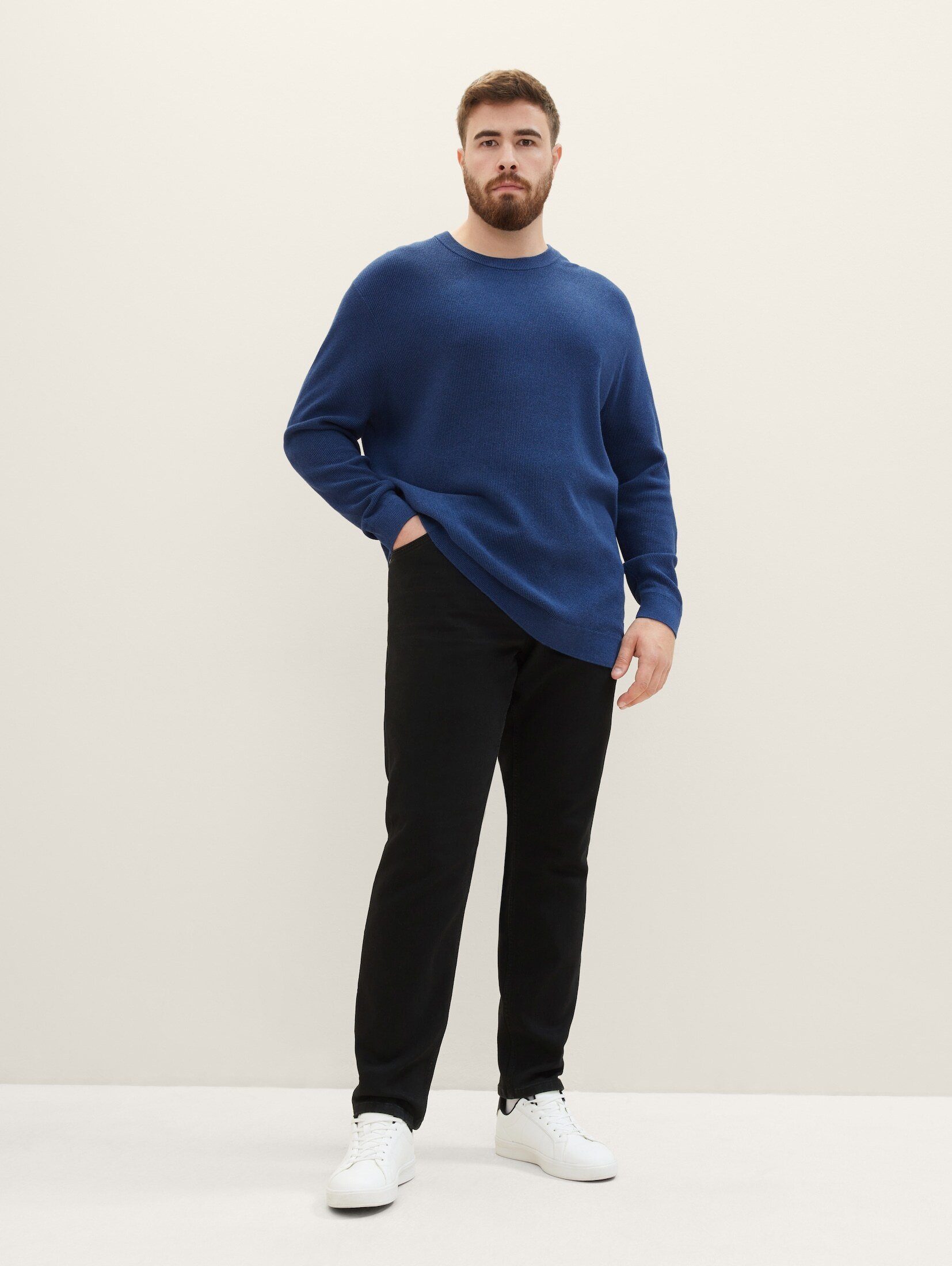 blue Plus Strickpullover Melange in PLUS hockey - TOM TAILOR melange Optik Strickpullover dark